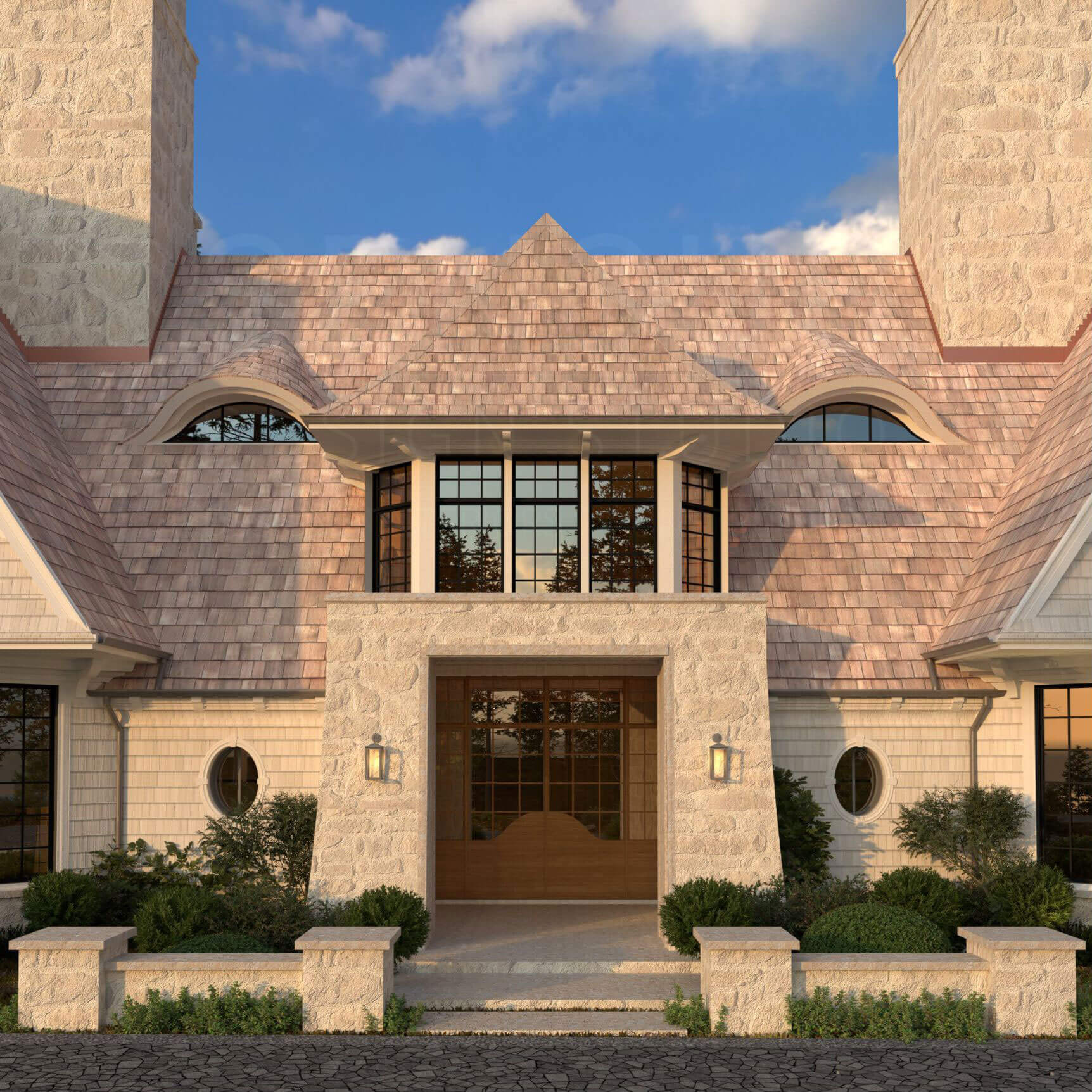 Shingle Style Muskoka Compound architectural rendering, view 4