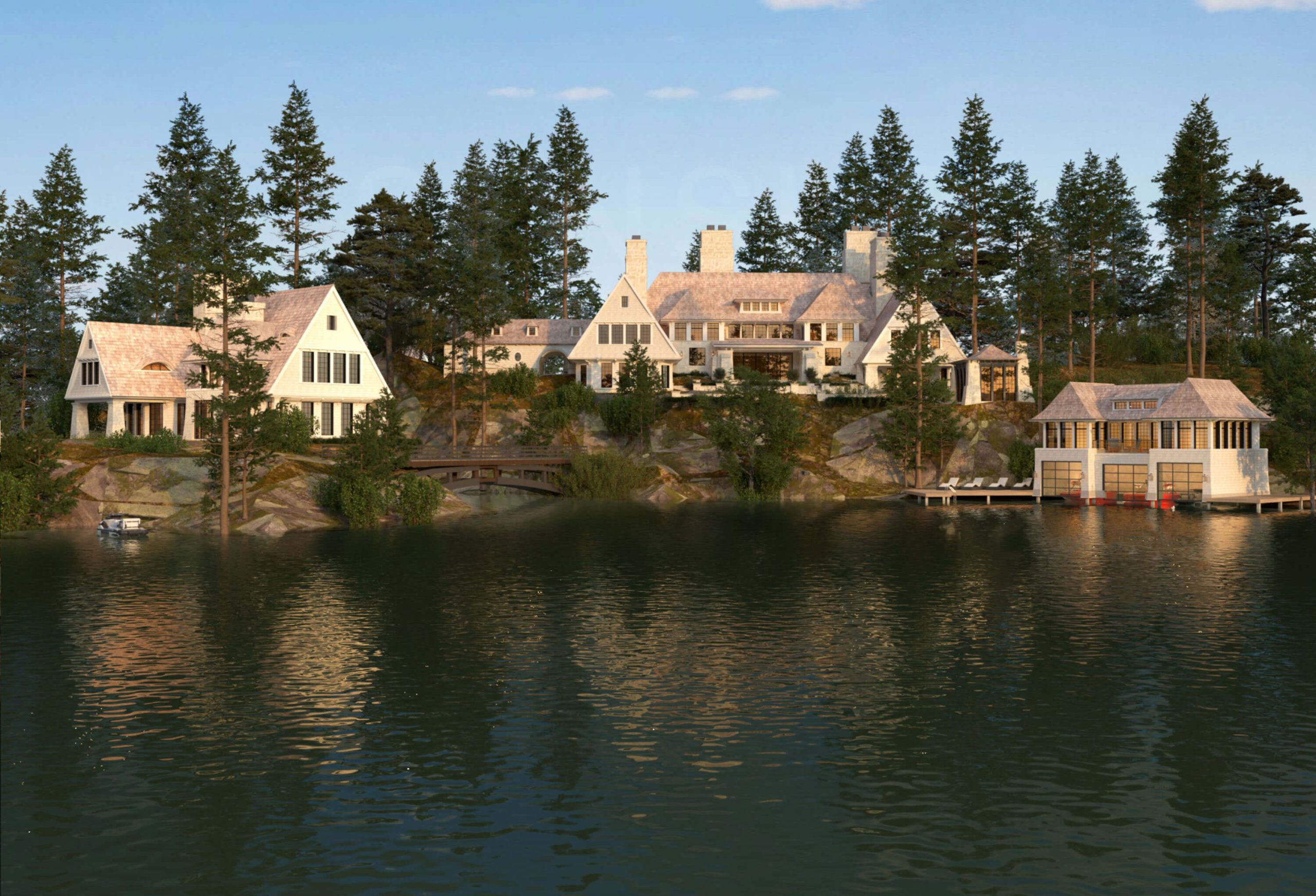 Shingle Style Muskoka Compound architectural rendering, view 6