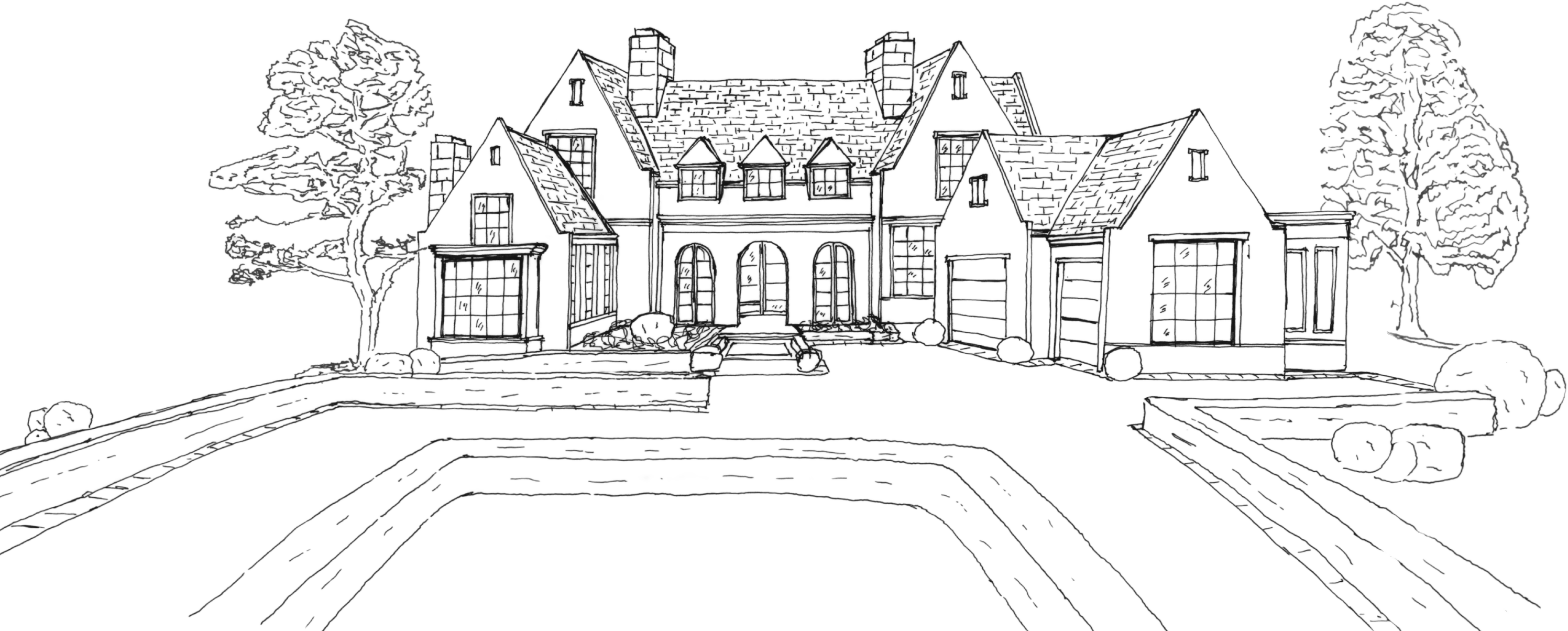 Architectural sketch for The Transitional Country Home