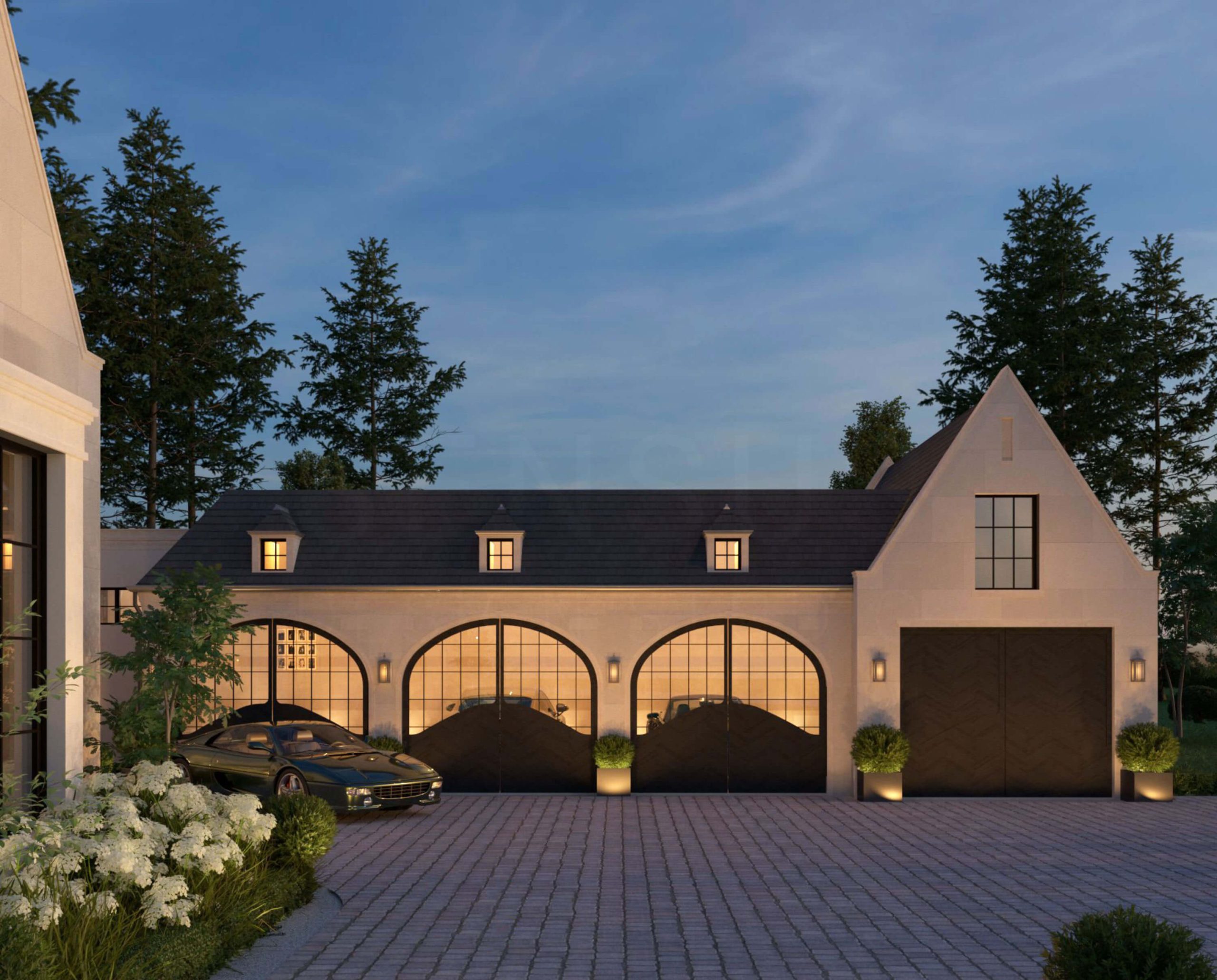 The Transitional Country Home architectural rendering, view 4