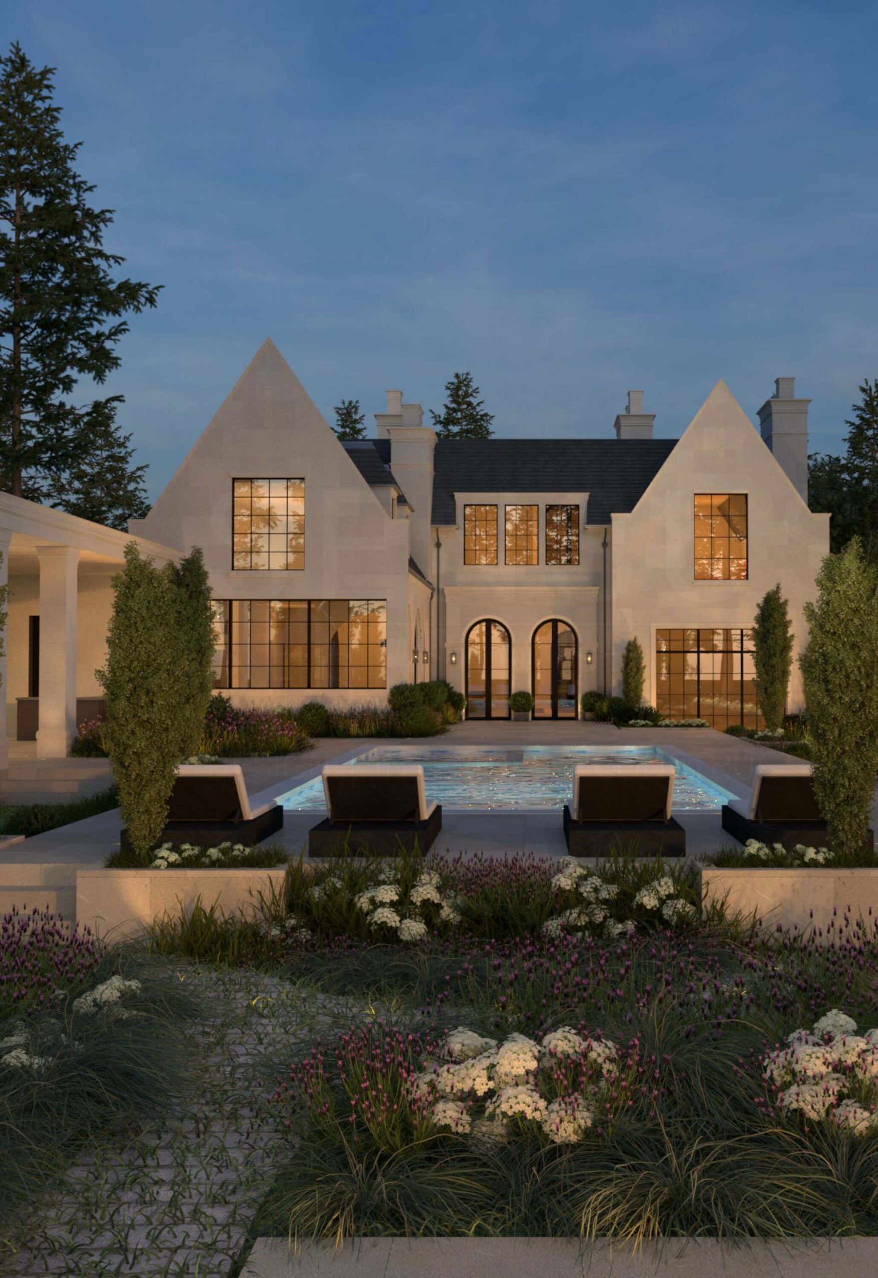 The Transitional Country Home architectural rendering, view 6