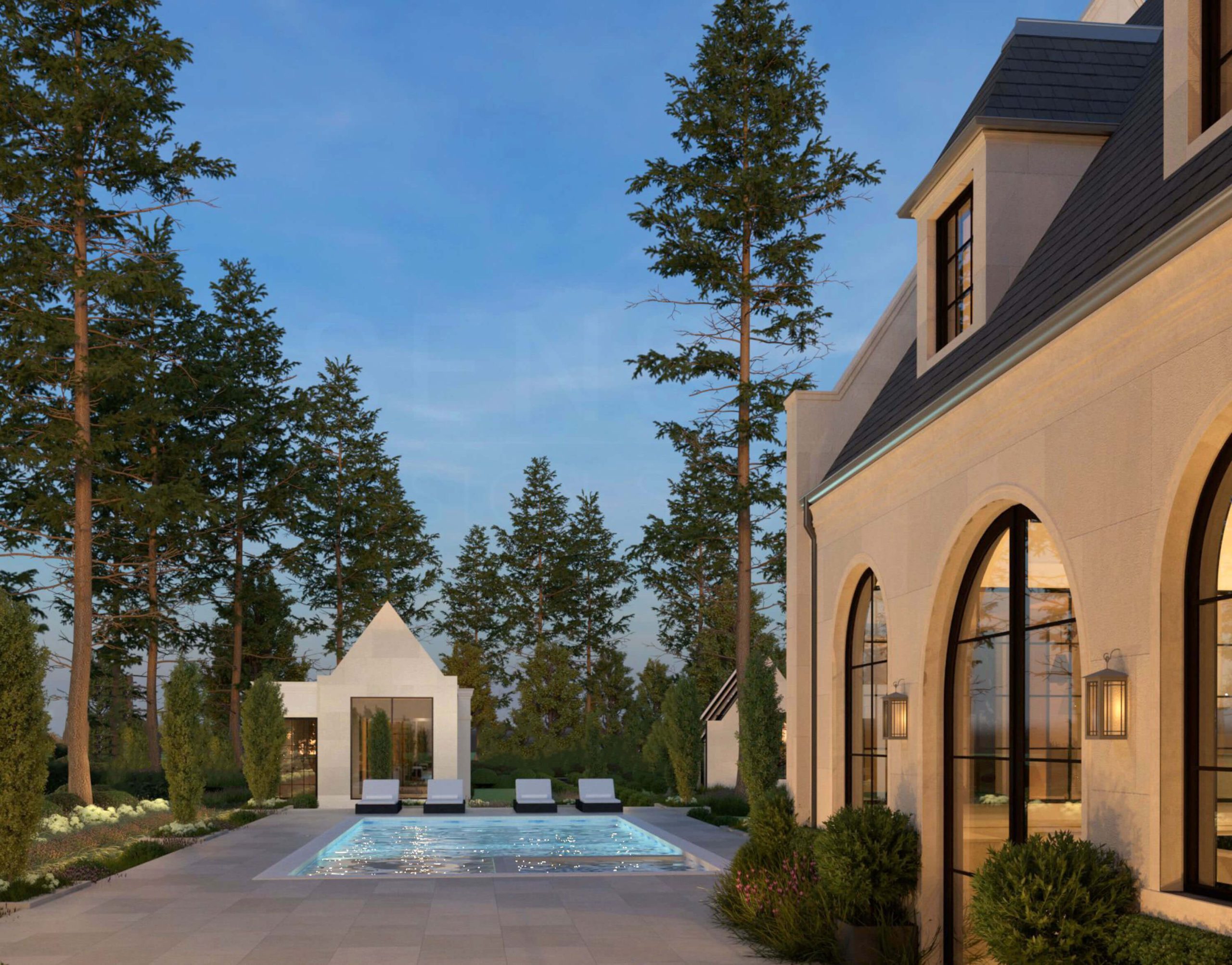 The Transitional Country Home architectural rendering, view 8
