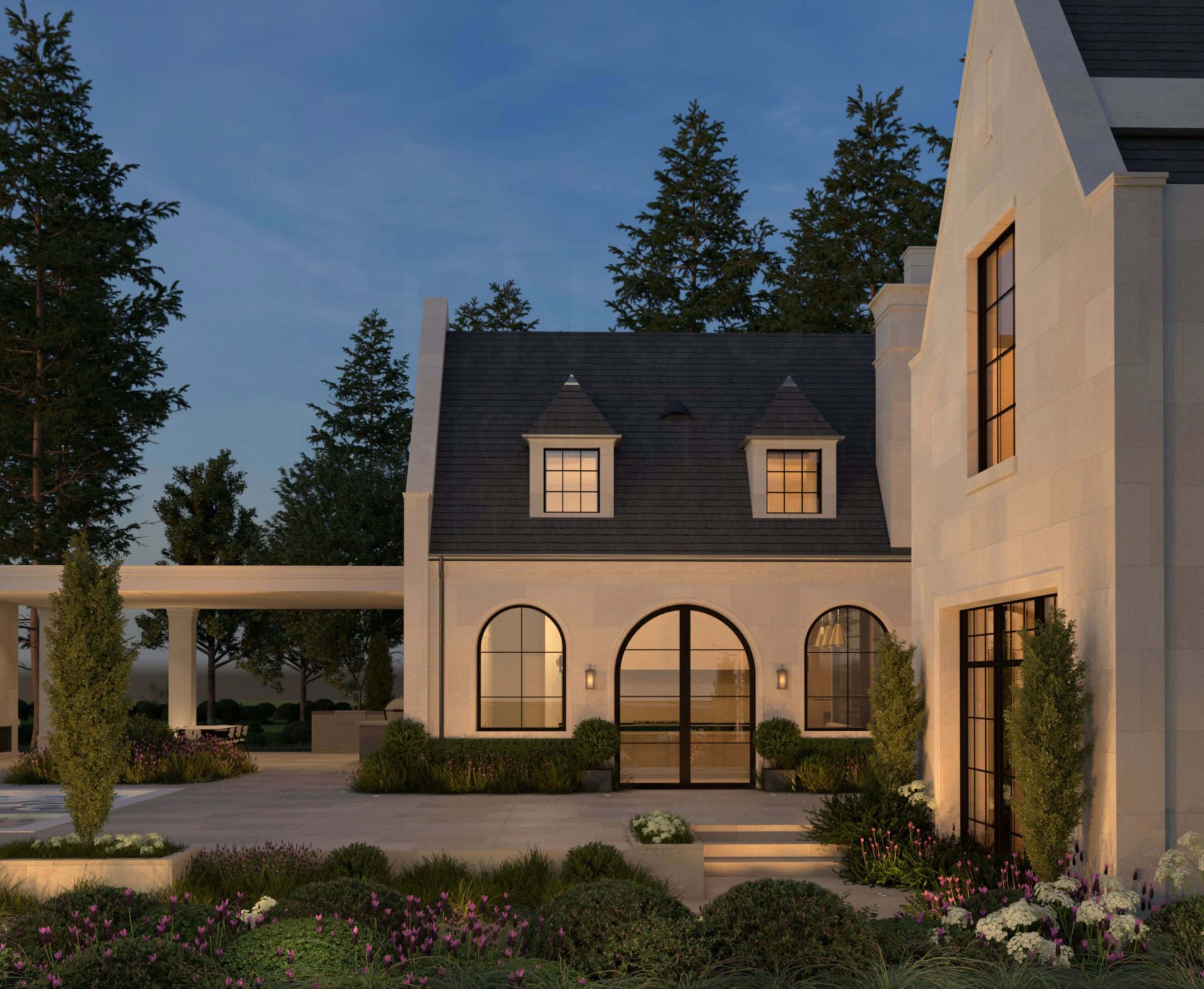 The Transitional Country Home architectural rendering, view 8