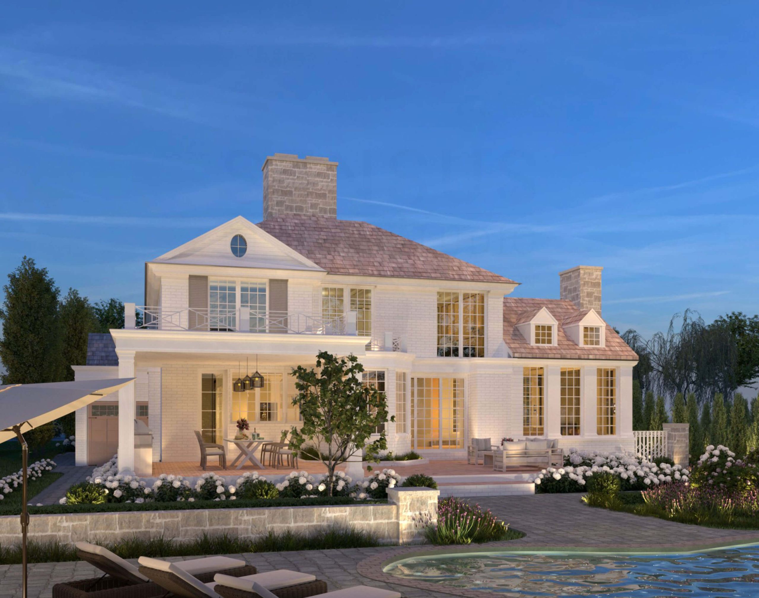 Pool terrace and covered outdoor dining space