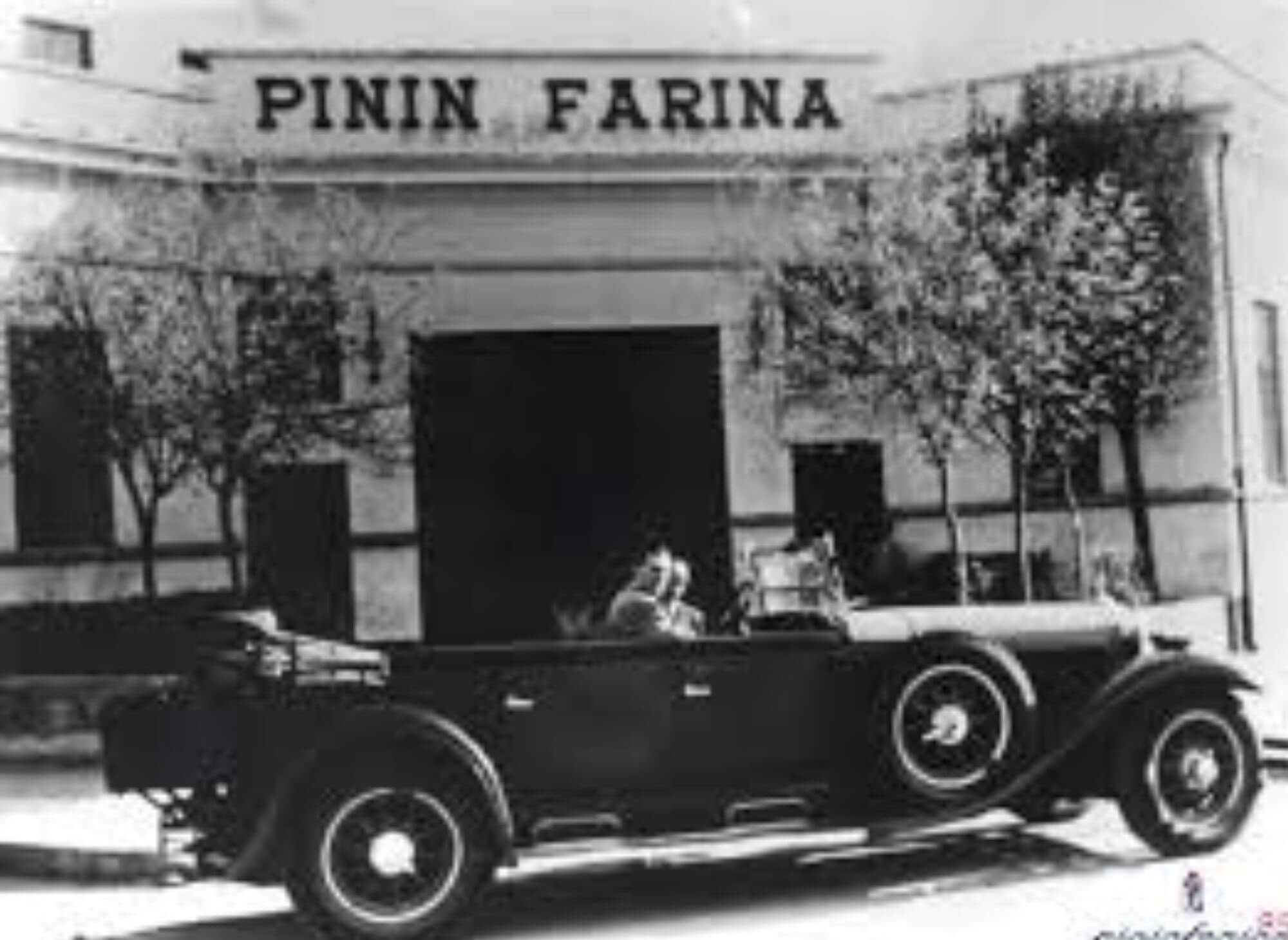 Historic car outside the Pinin Farina workshop