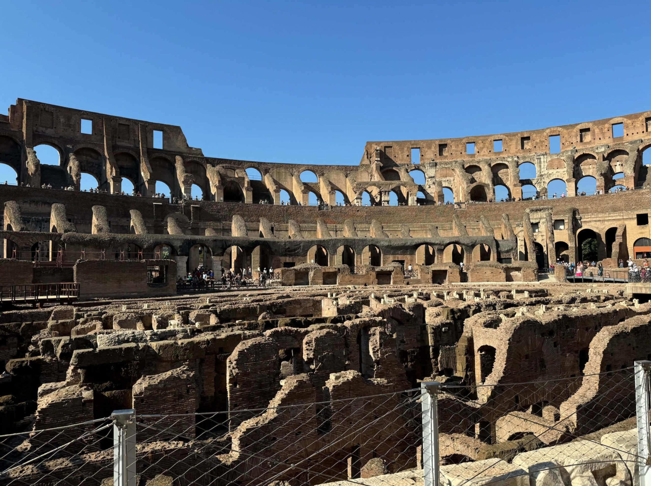 Excavated chambers and seating inside the Colosseum