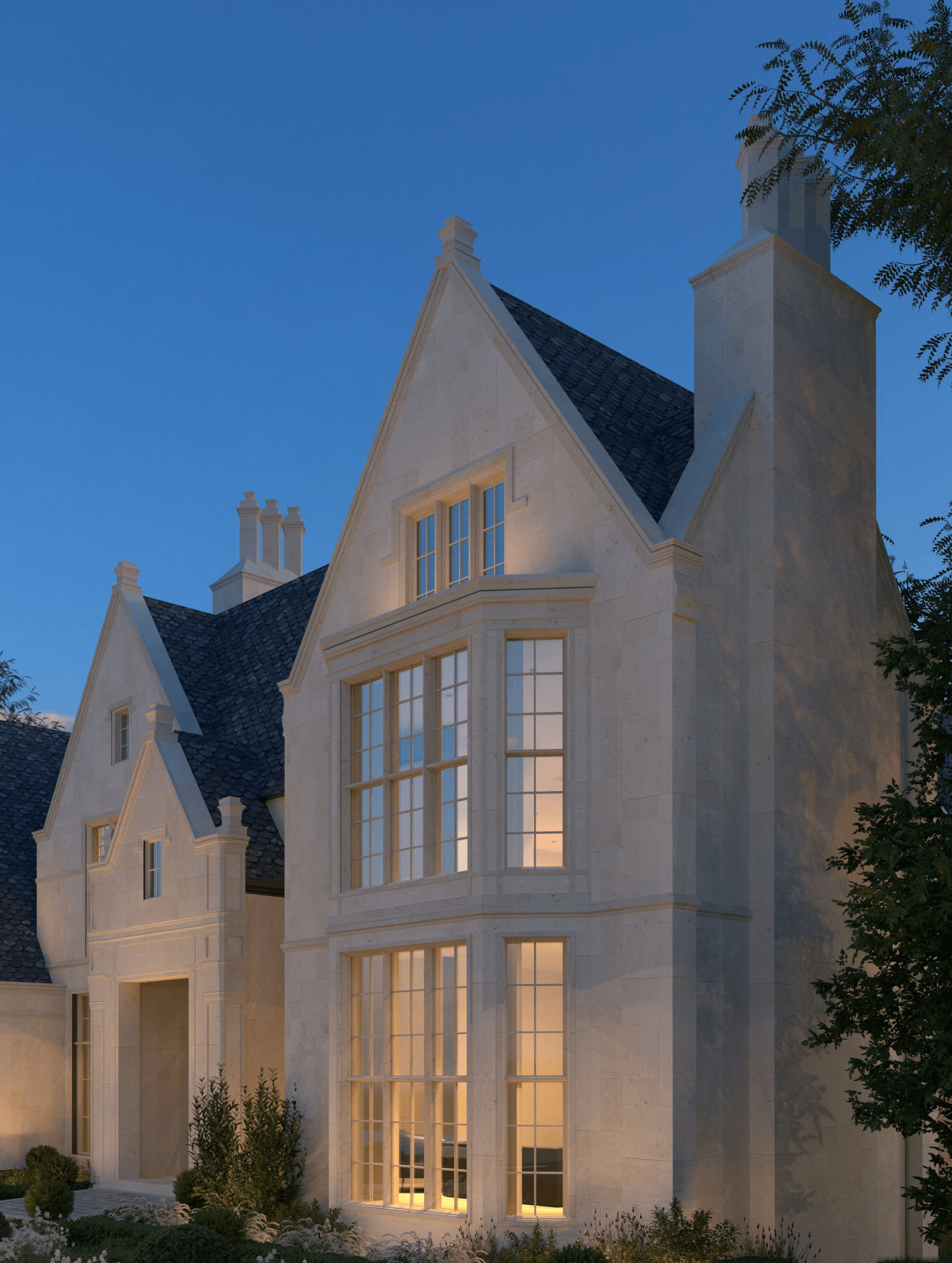 The Tudor Revival Manor architectural rendering, view 4