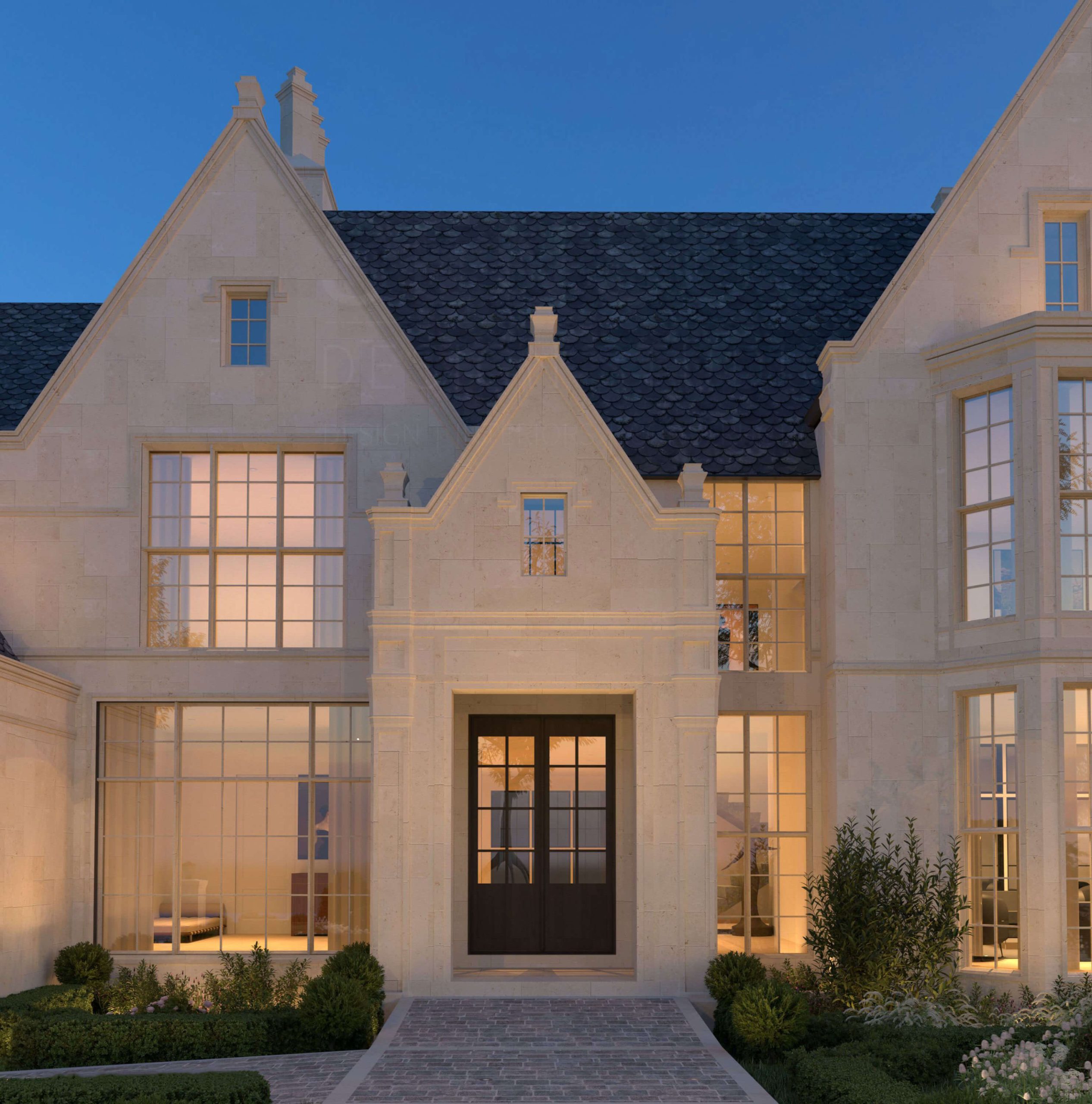 The Tudor Revival Manor architectural rendering, view 5