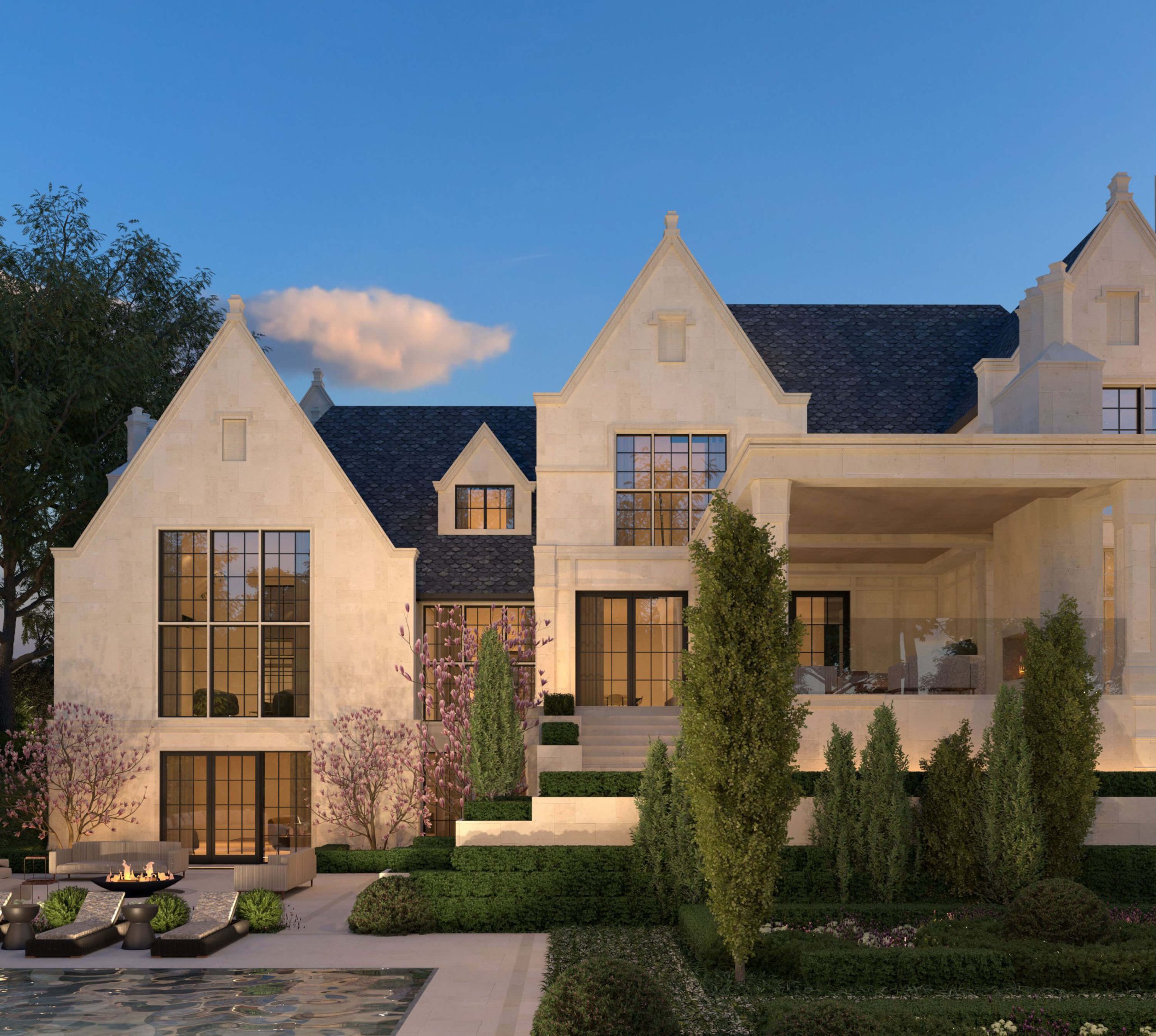 The Tudor Revival Manor architectural rendering, view 7