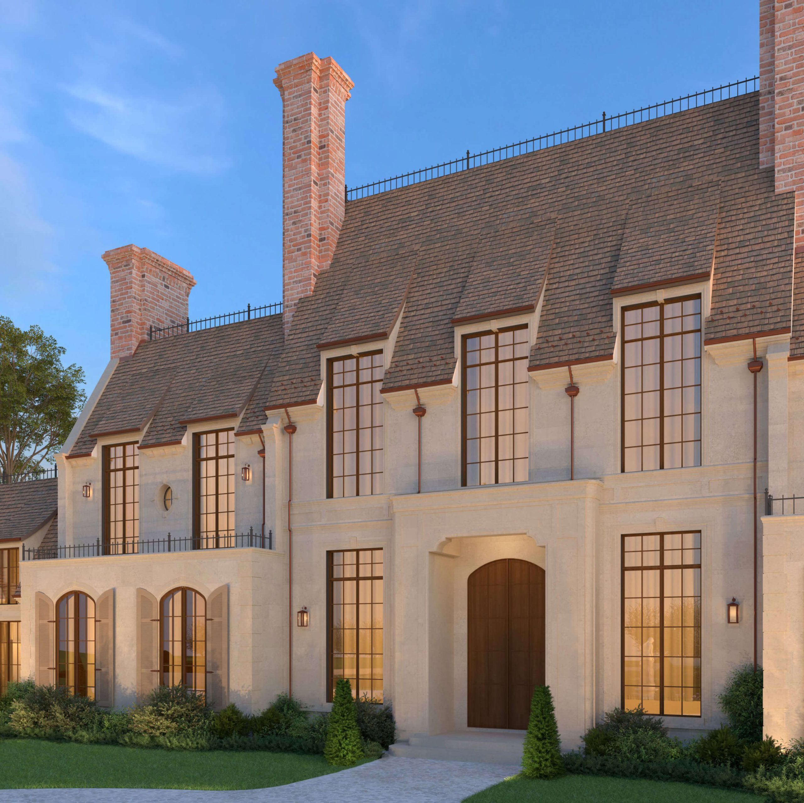 Traditional Georgian Manor surrounded by its formal gardens