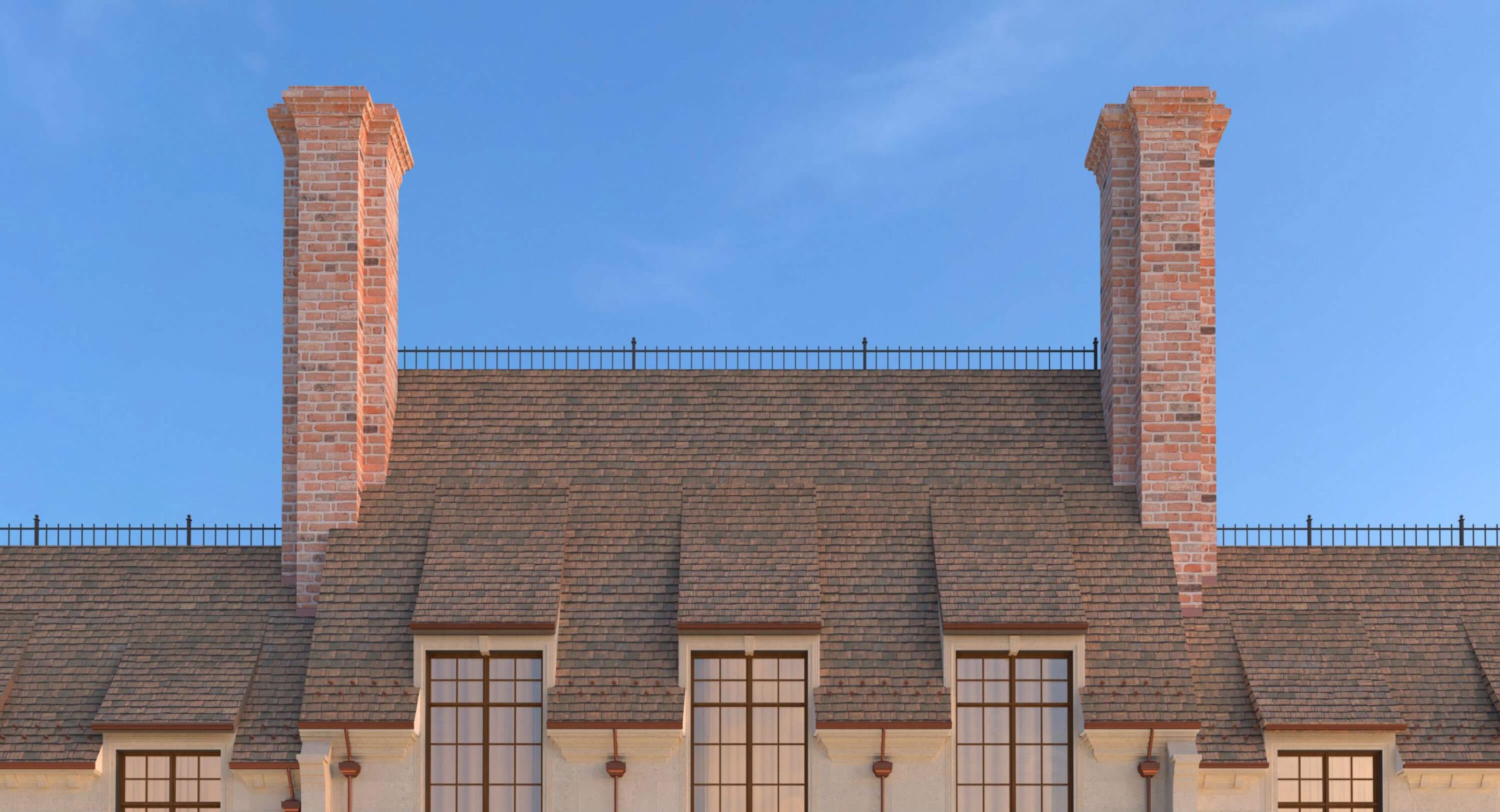 French clay roof tiles across the Traditional Georgian Manor