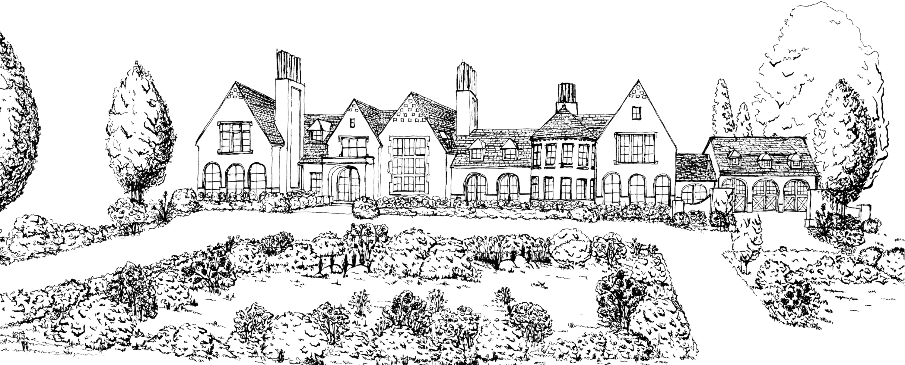 Perspective sketch of the Bay Shore Manor estate