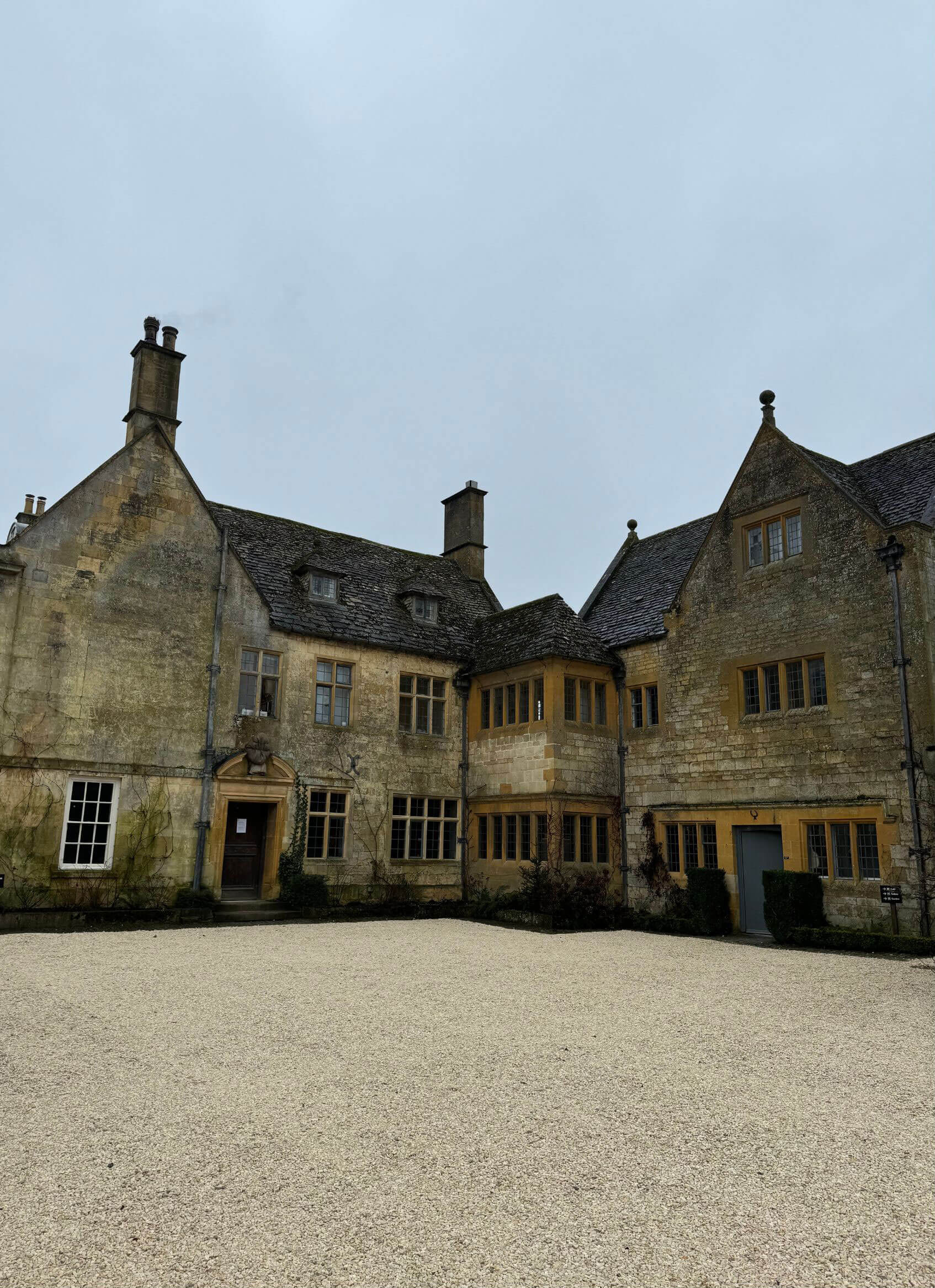 Stone courtyard facade of Hidcote Manor