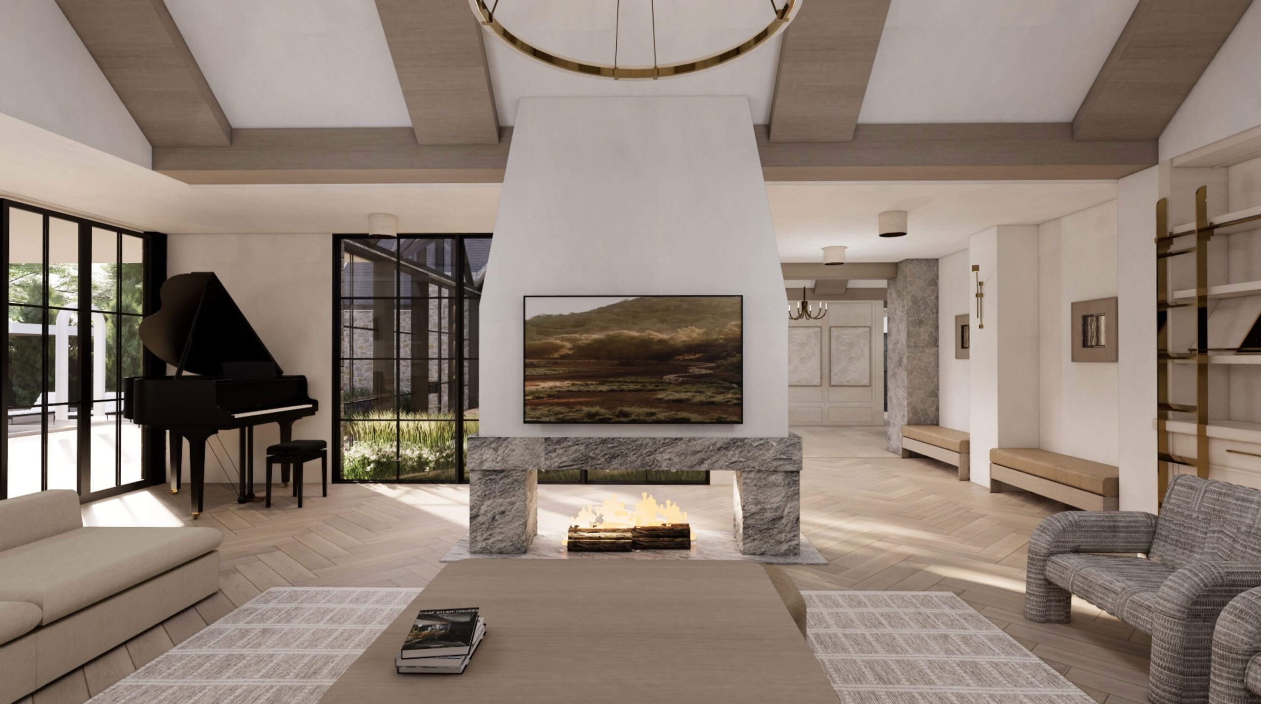 Airy living space with carefully curated furnishings