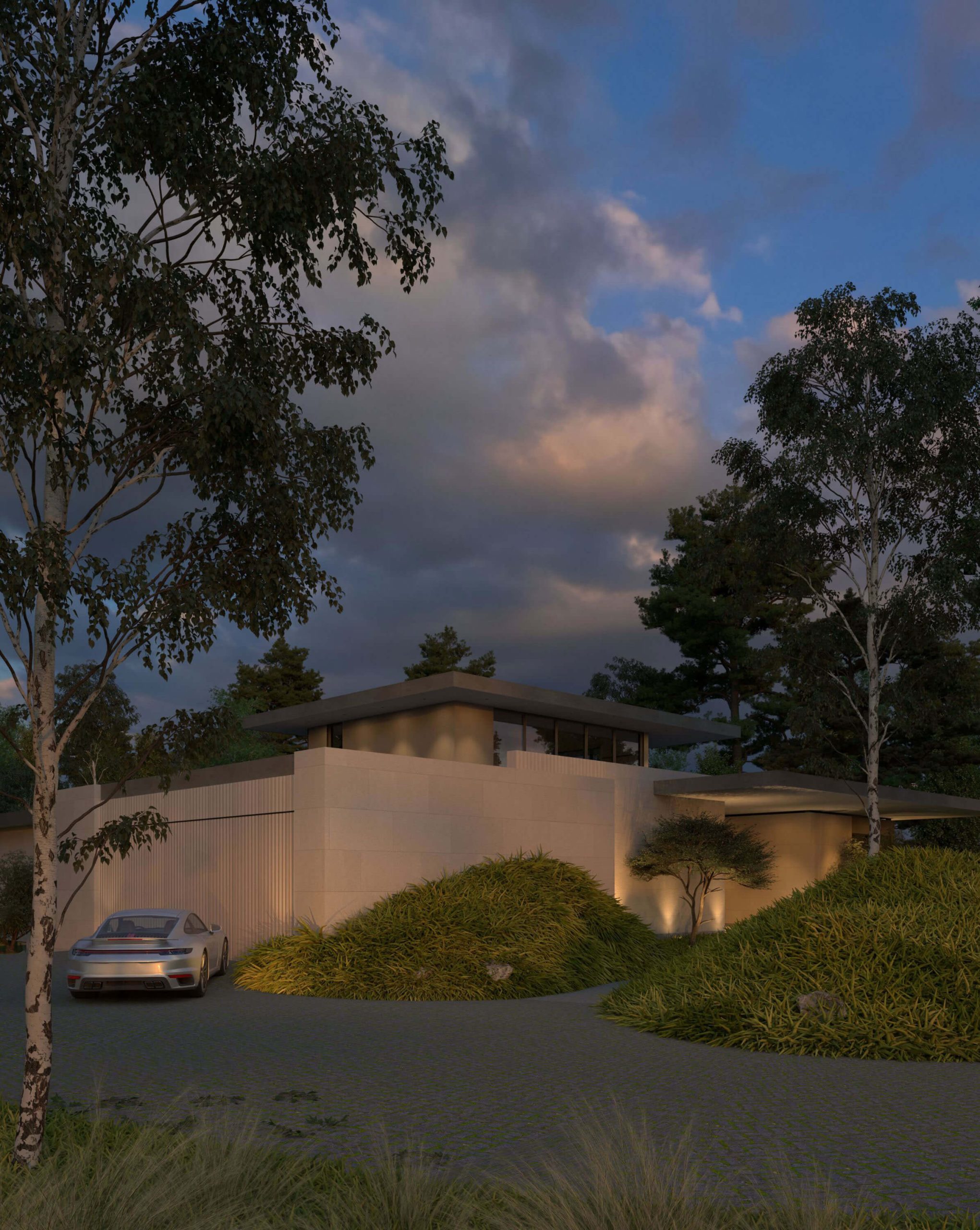 Mid Century Meadow Home architectural rendering, view 1