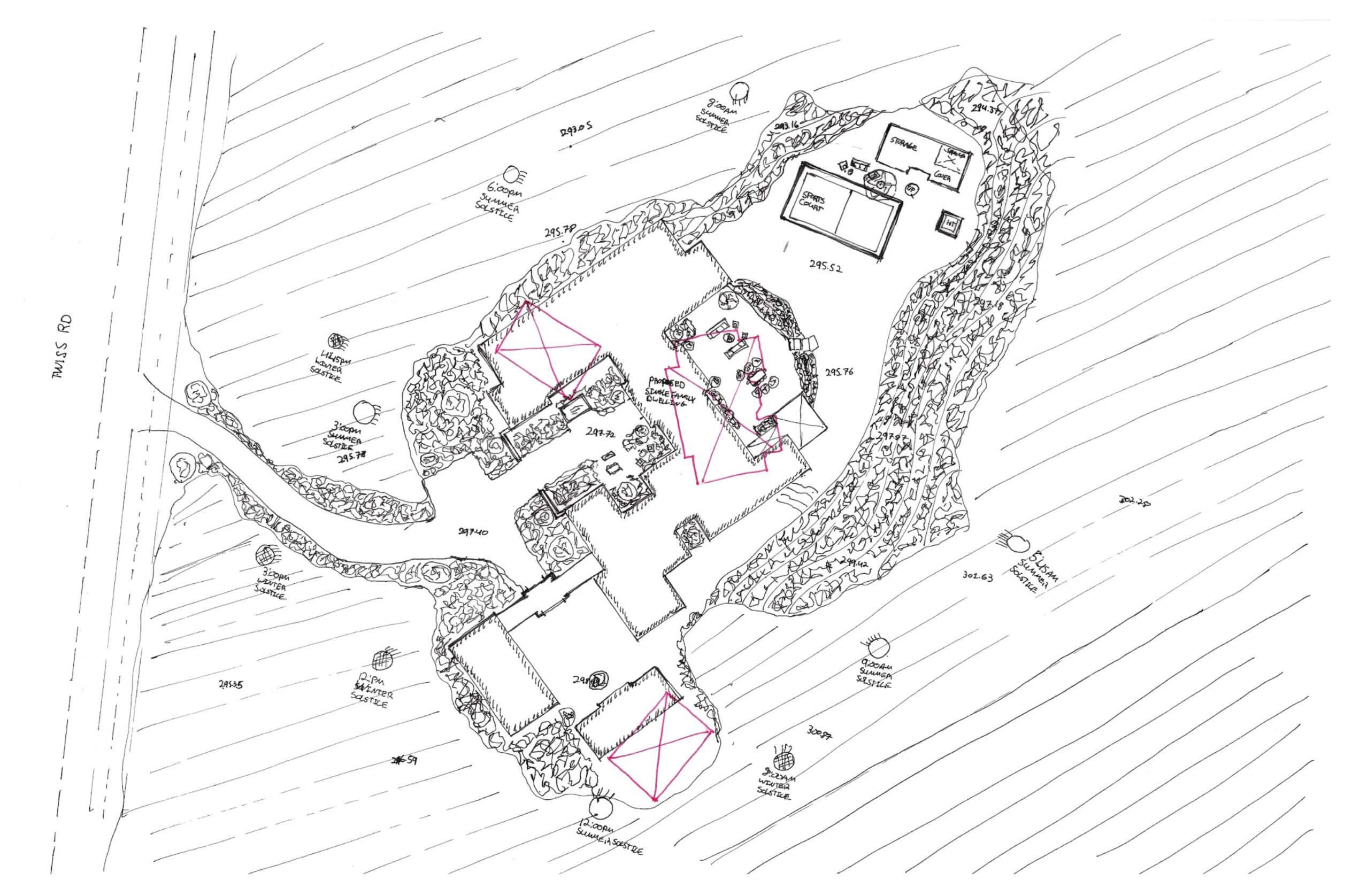 Early site and massing sketches