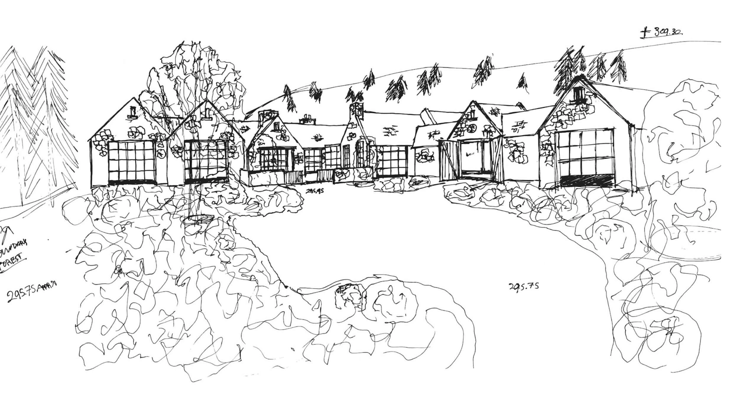 Masterplan sketch of the house and gardens