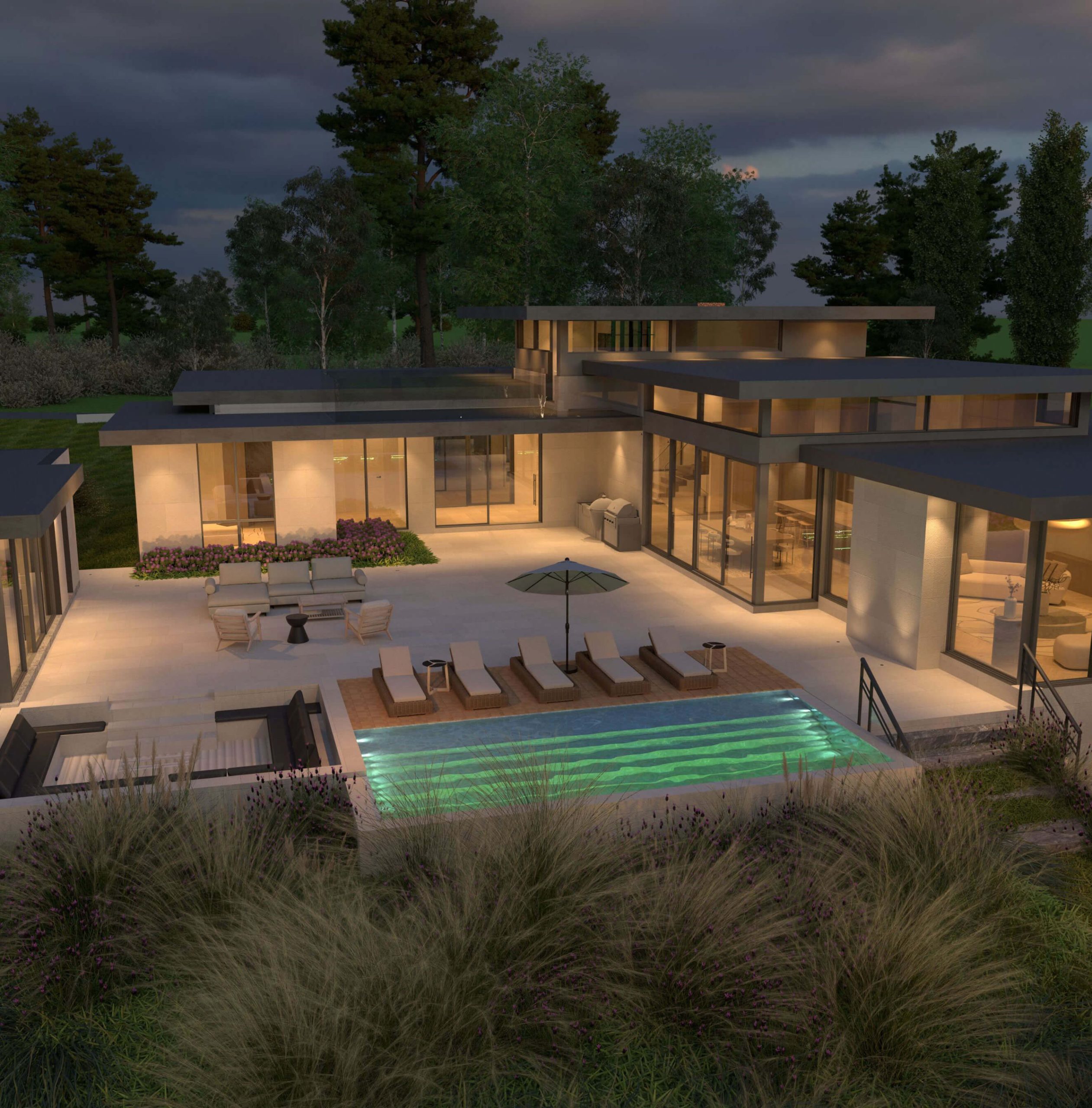 Mid Century Meadow Home architectural rendering, view 1