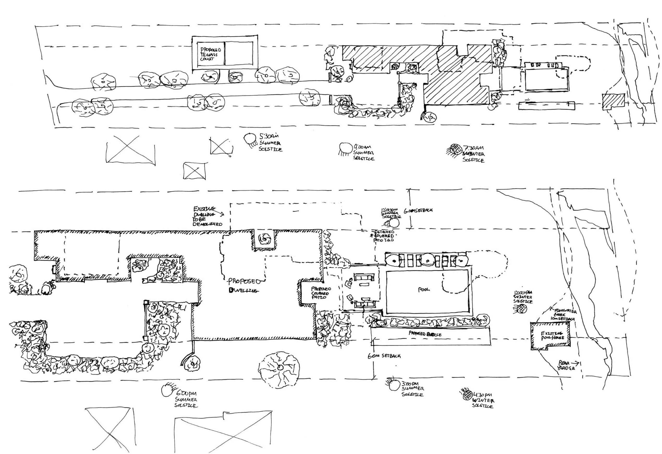 Early massing sketch of the French Country Home