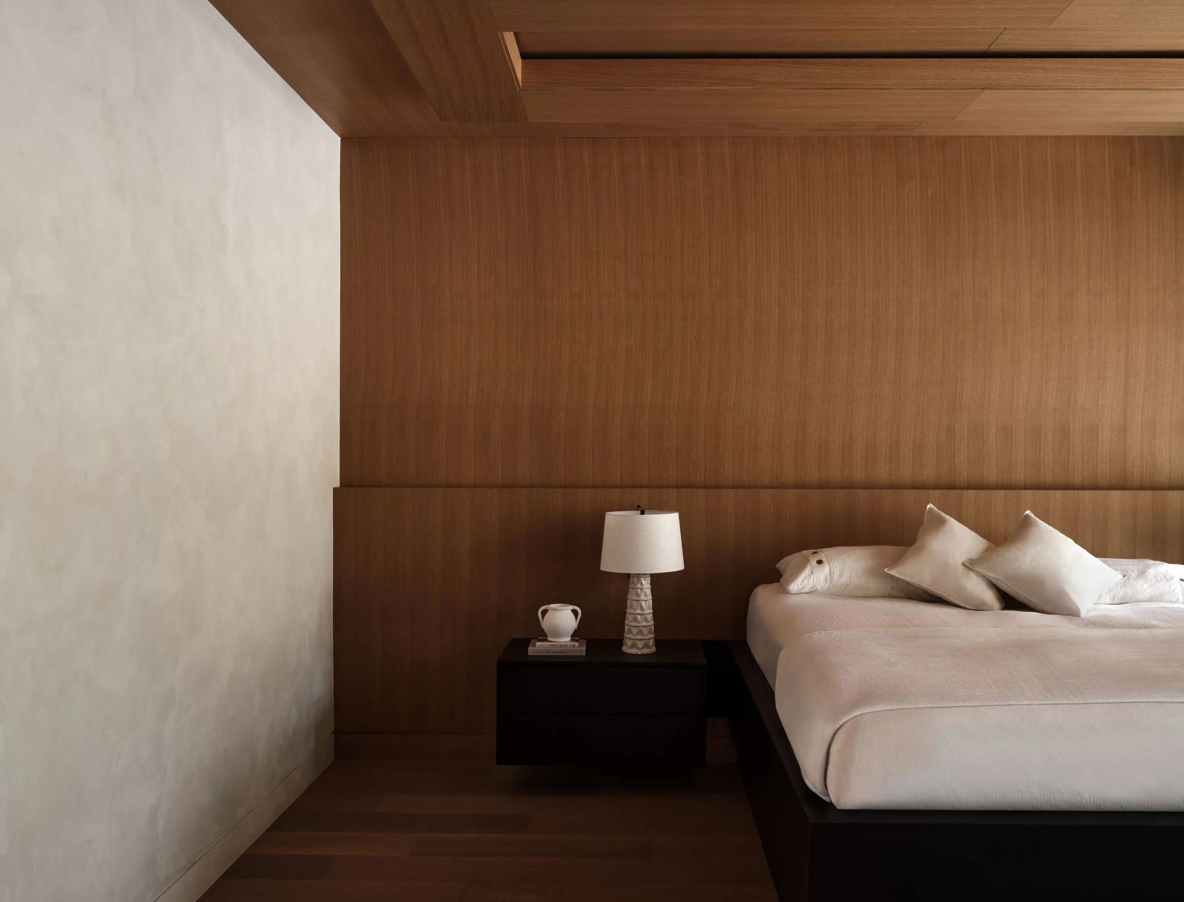 Principal bedroom designed as a calm white oak retreat