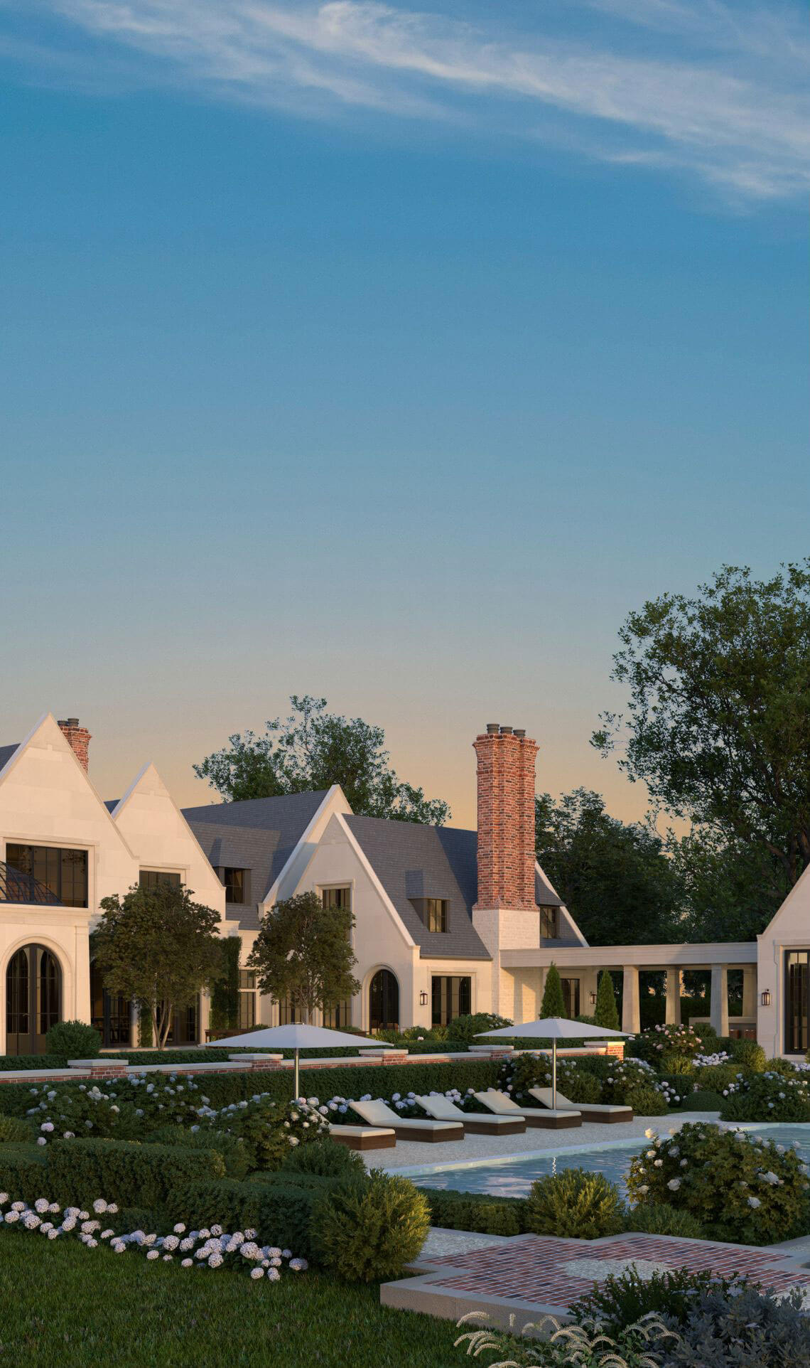 Residence courtyard and structured garden planting