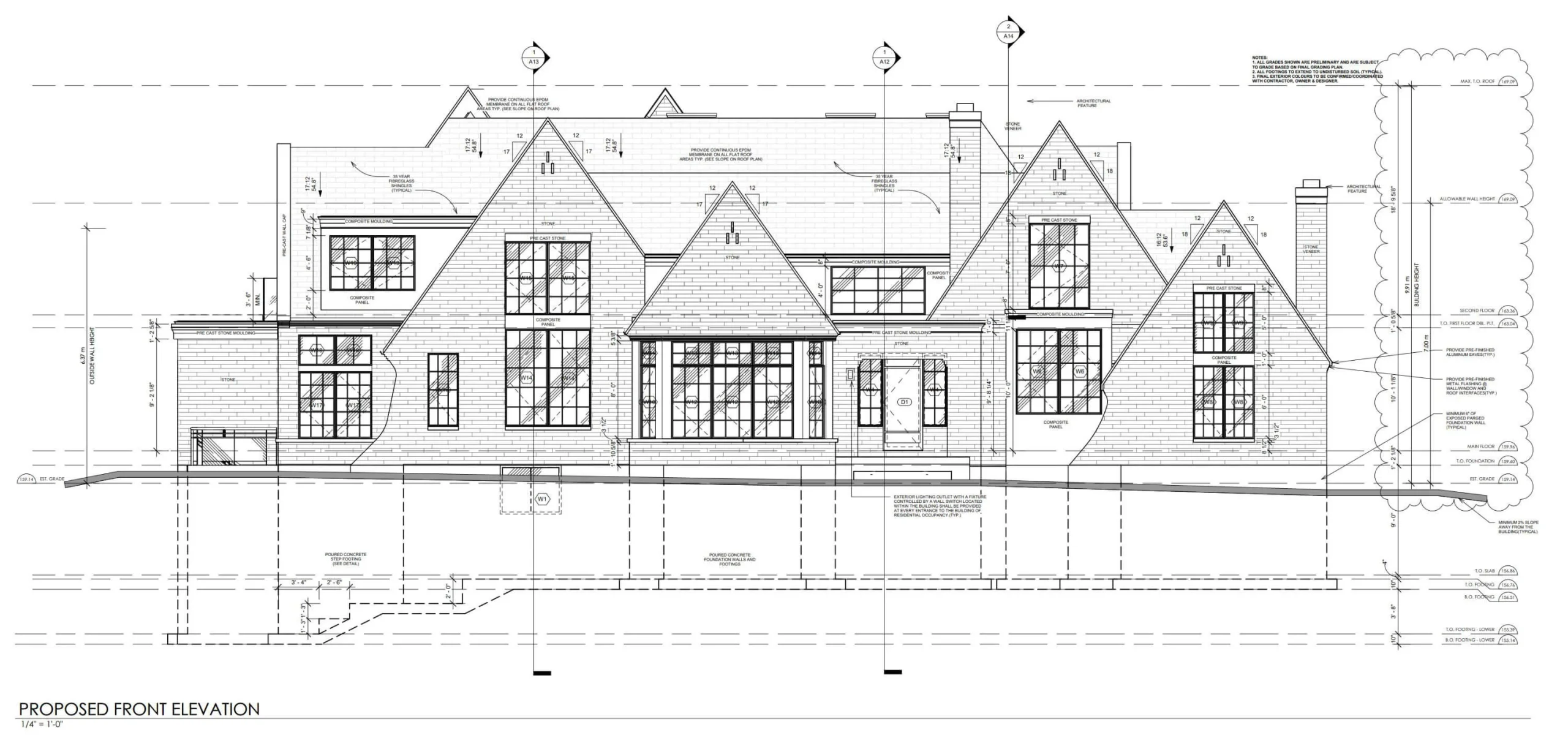 Architectural elevation drawings