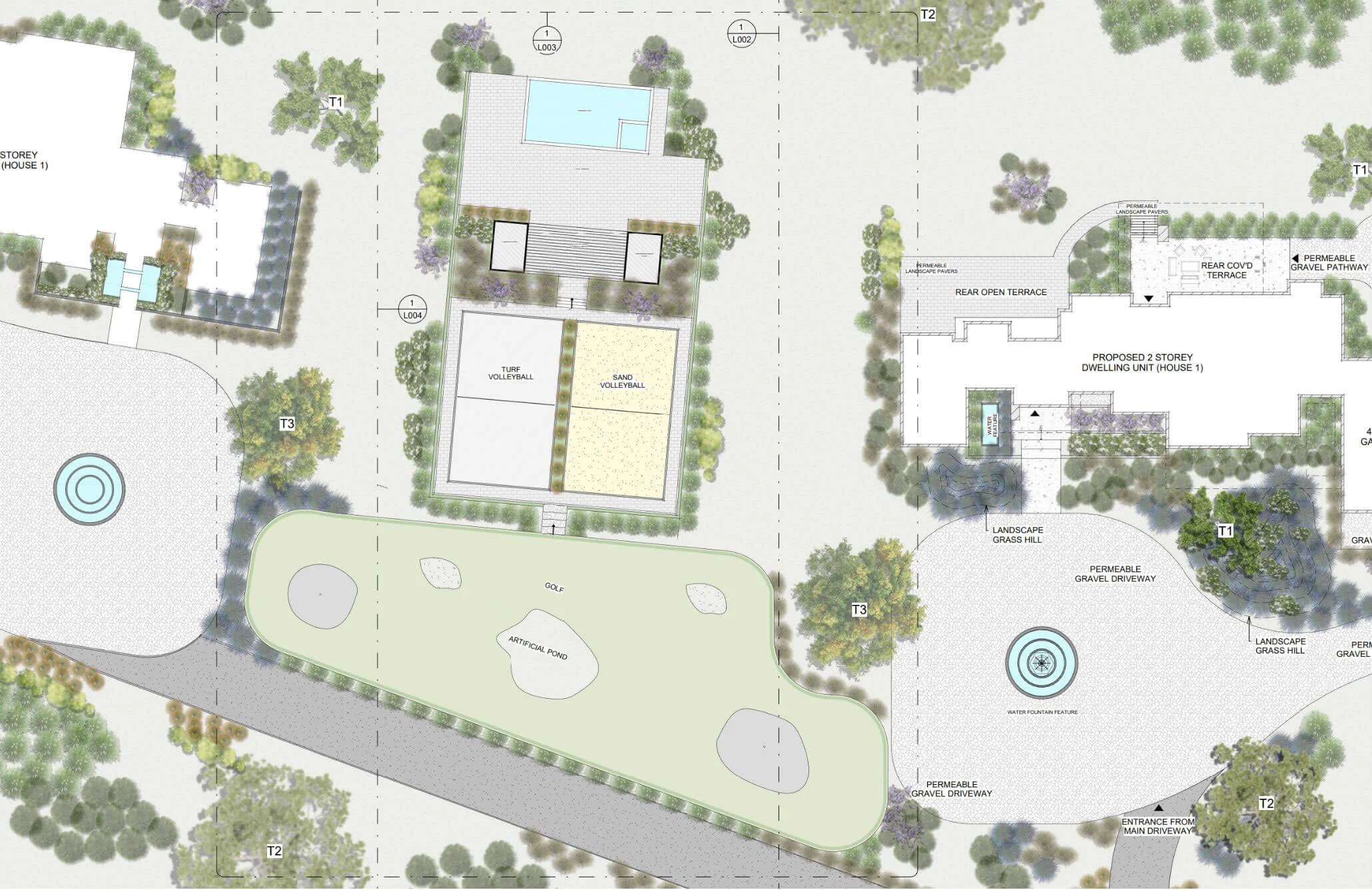 Coordinated site and landscape plan