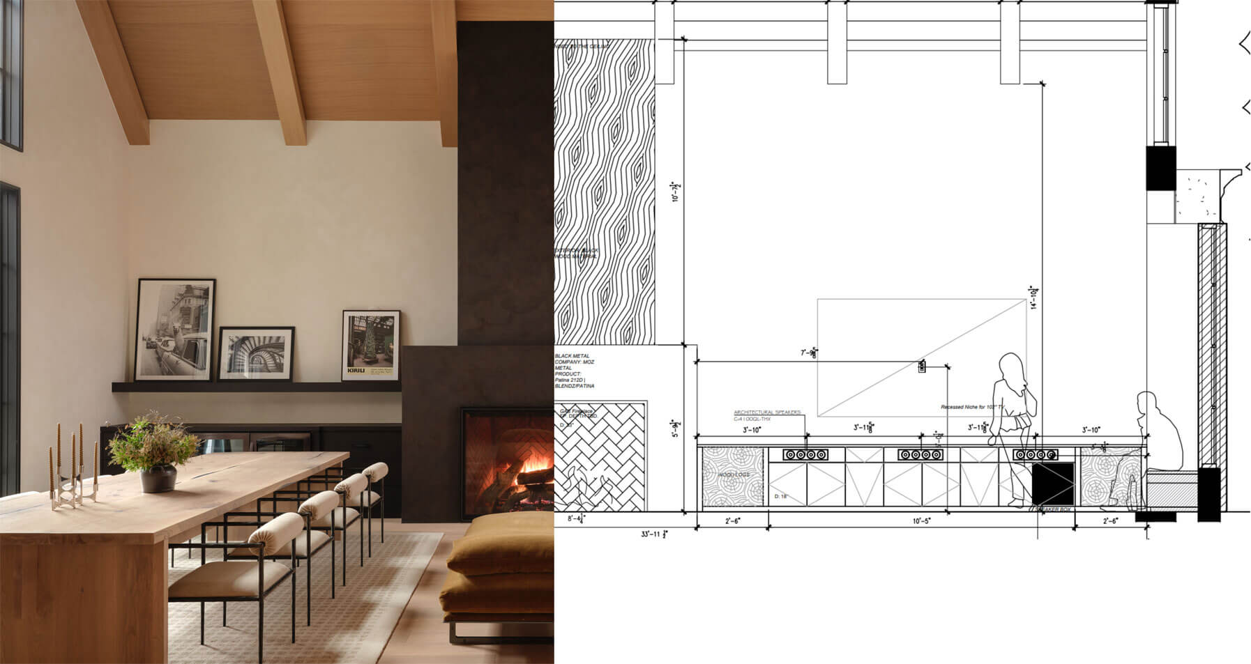 Interior design drawings and material details