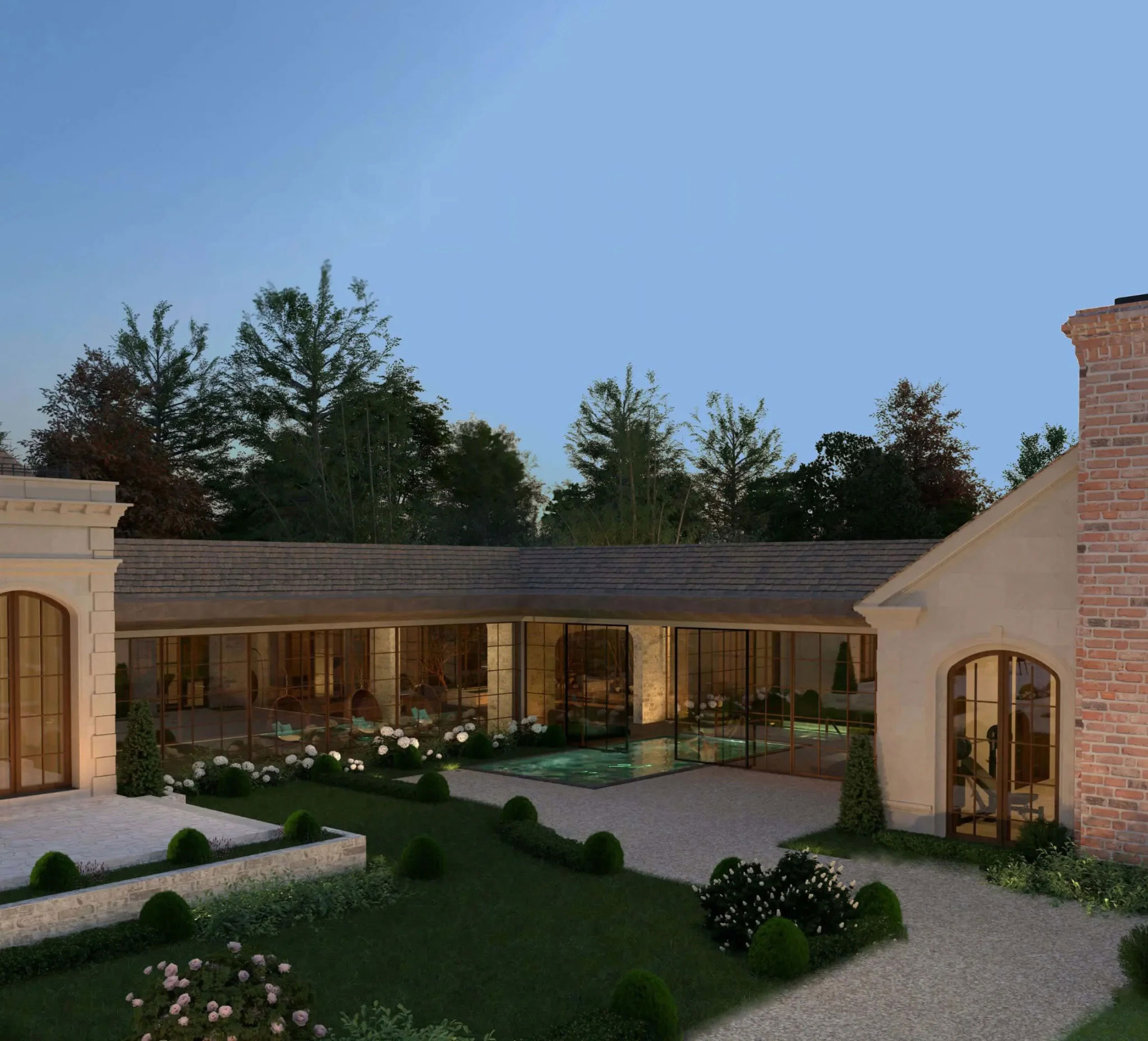 Brick-vaulted indoor pool in the Georgian Manor spa