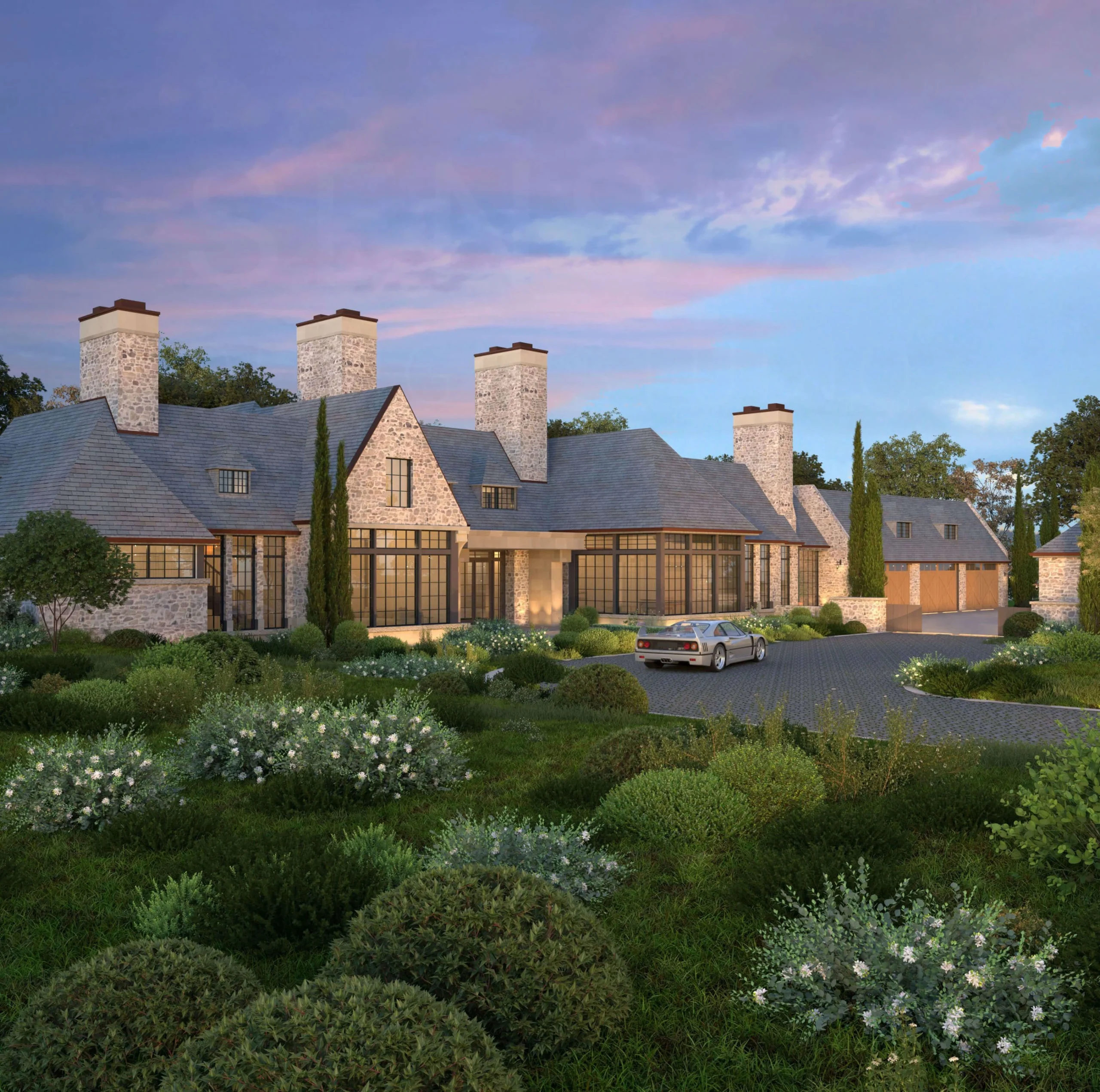 Mountainside Manor overlooking the foothills at dusk