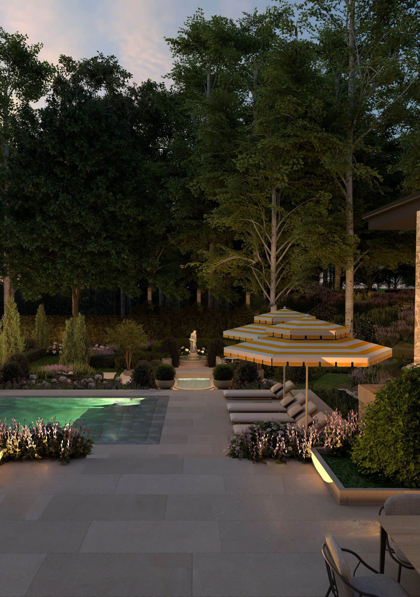 North American Cotswold design: a rear facade designed to feel connected to its surroundings