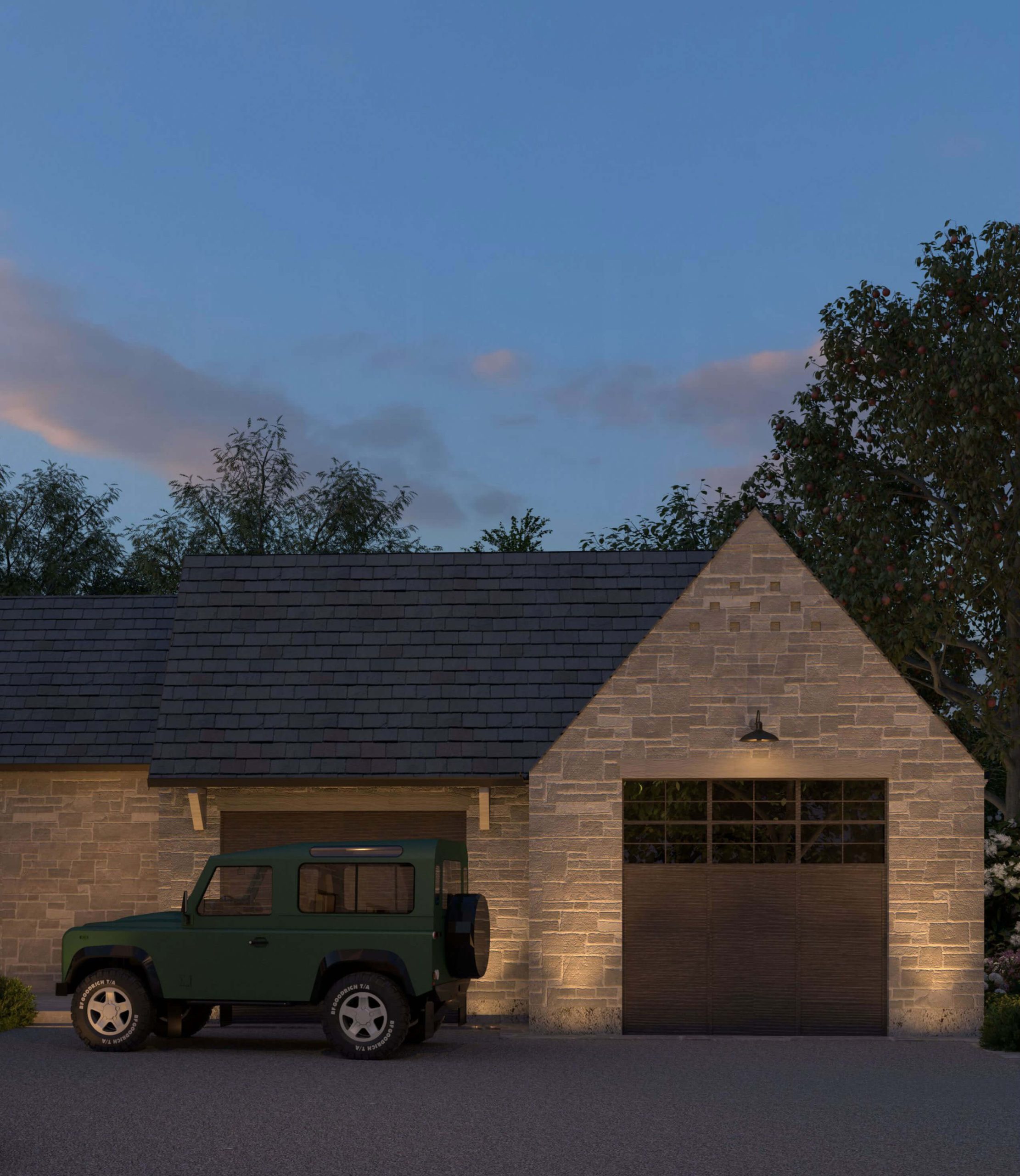 North American Cotswold design: a rear facade designed to feel connected to its surroundings