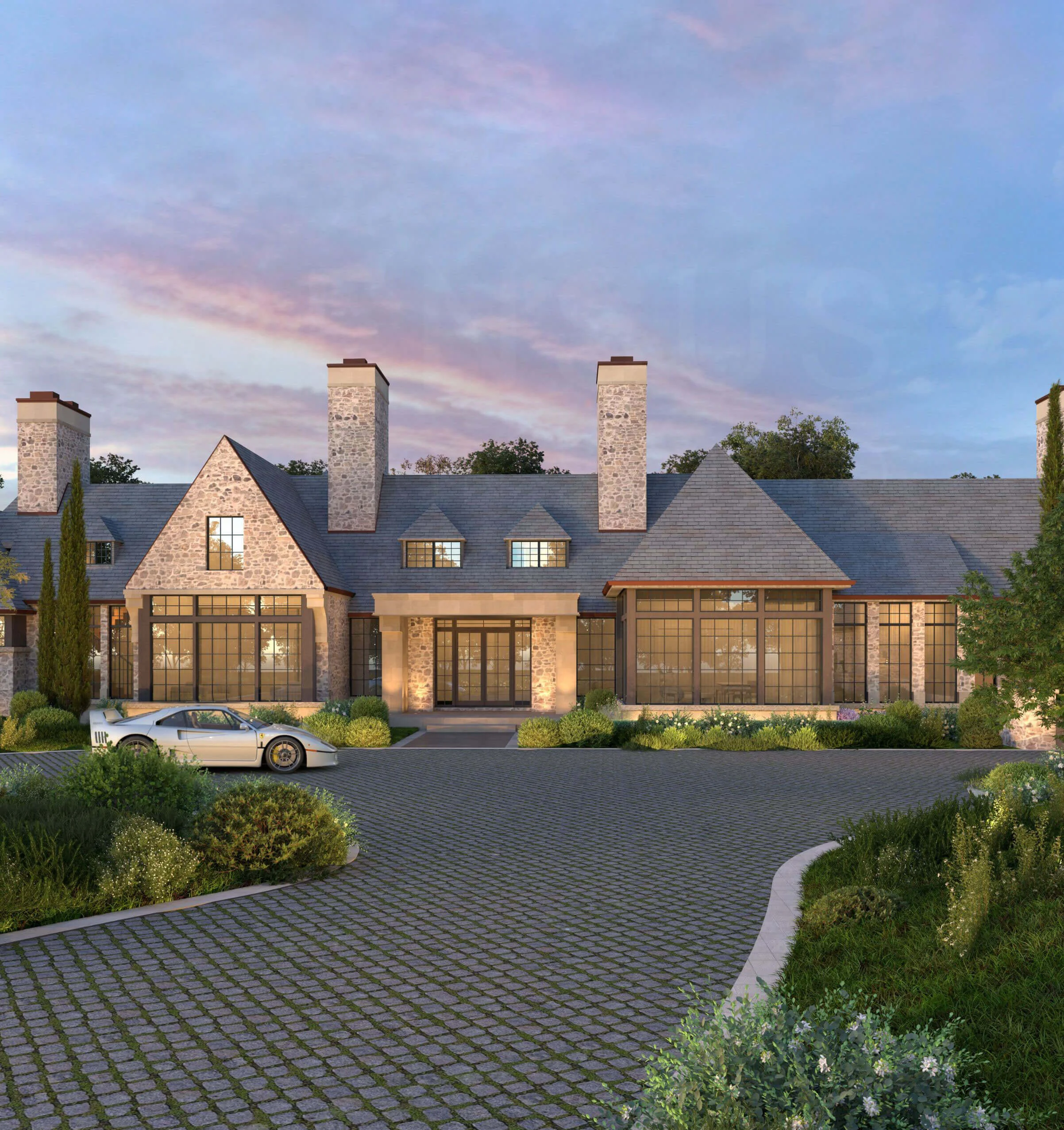 Tudor Foothills Manor architectural rendering, view 3