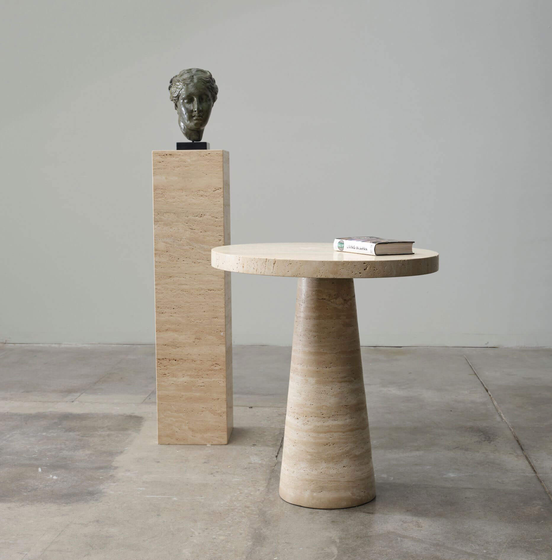 Travertine Pedestal Table