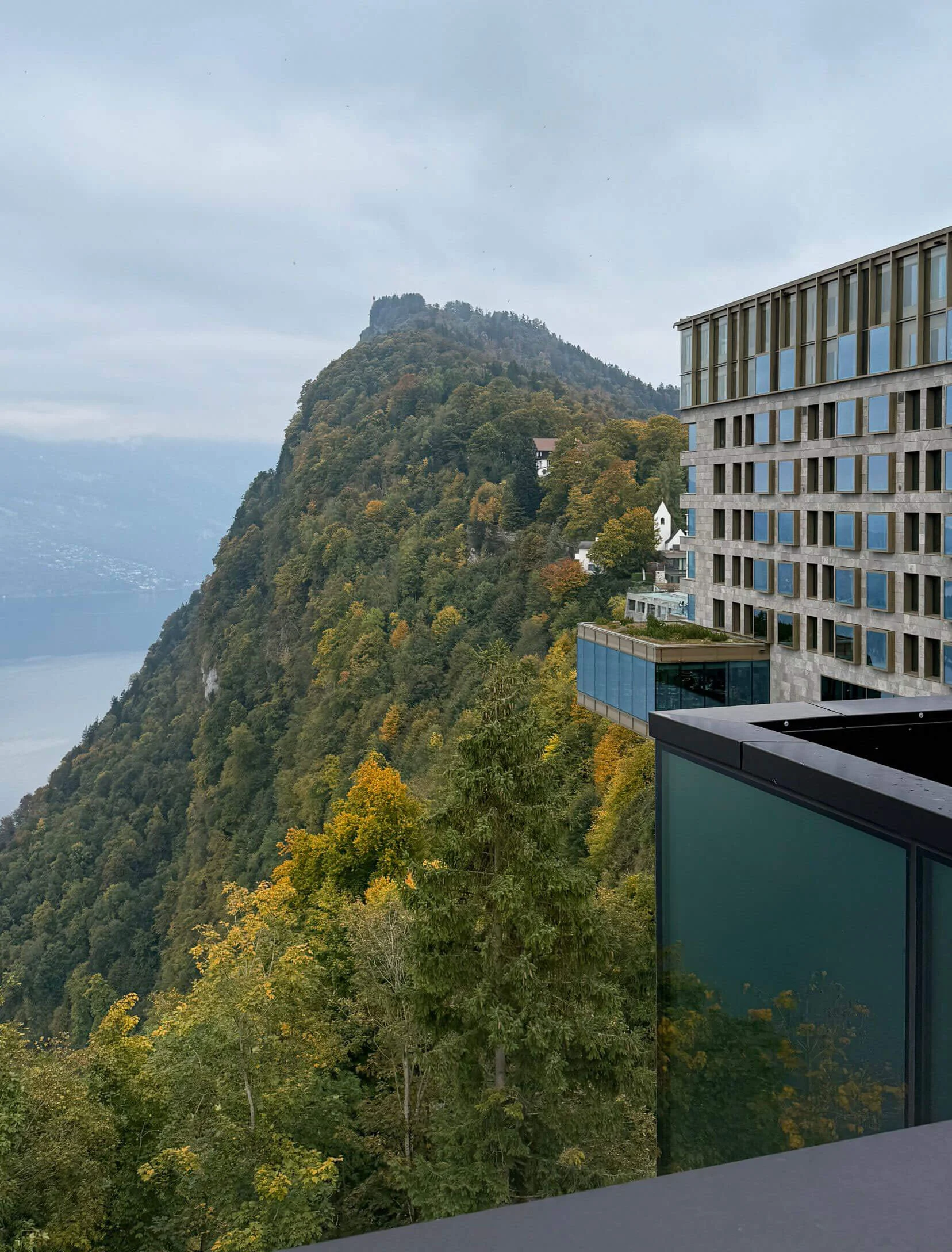 Bürgenstock hotel perched above a wooded mountainside