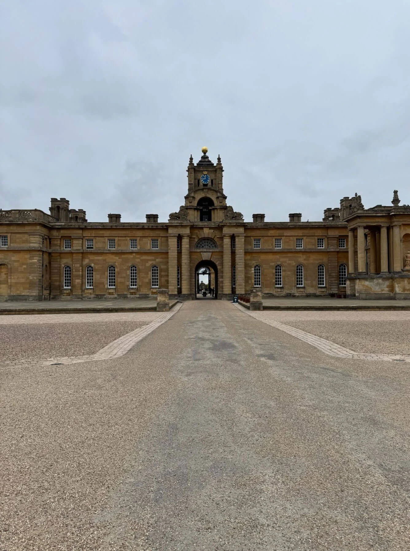Blenheim Palace entrance across a gravel forecourt