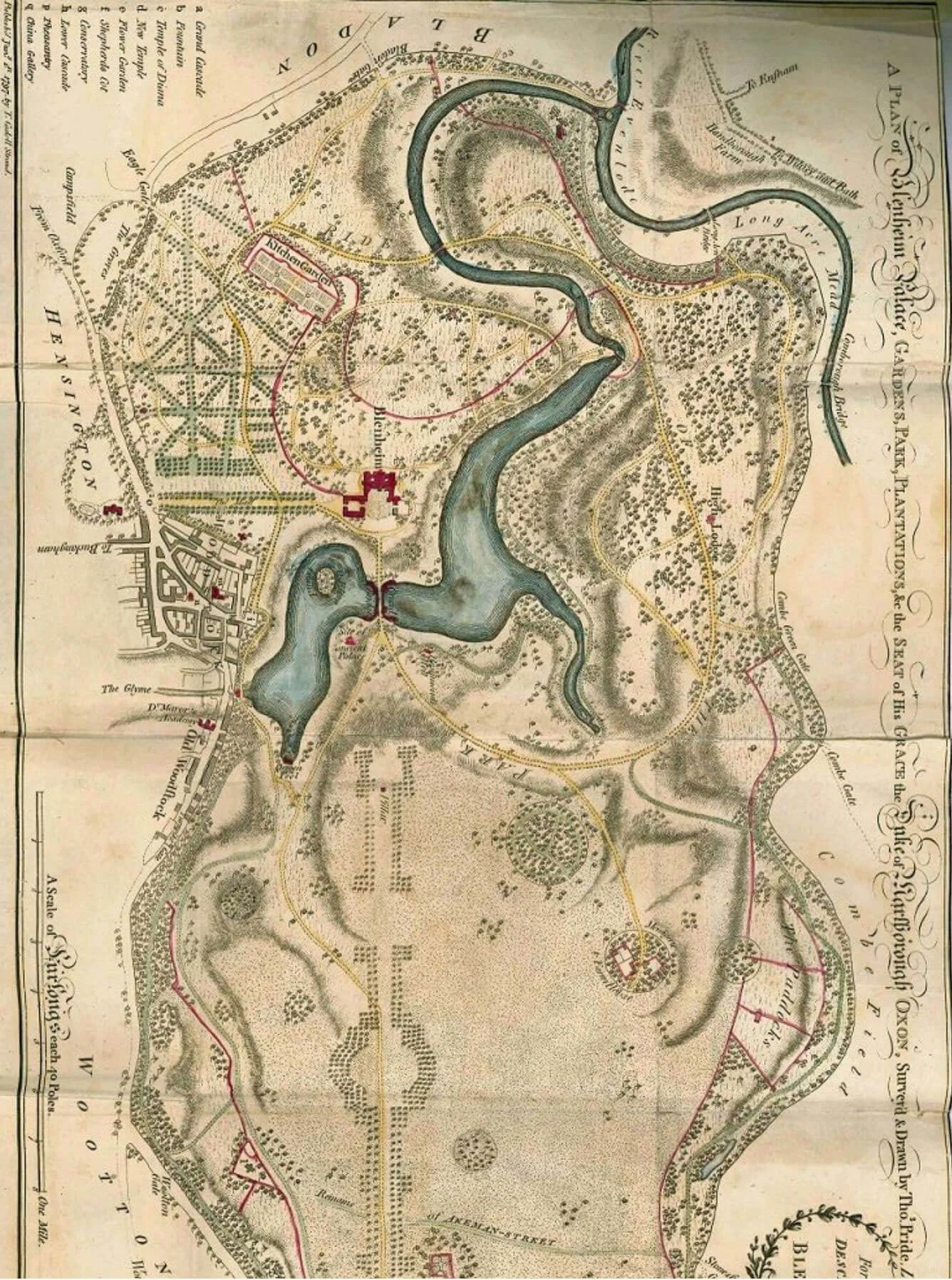 Historic illustrated plan of the landscape estate