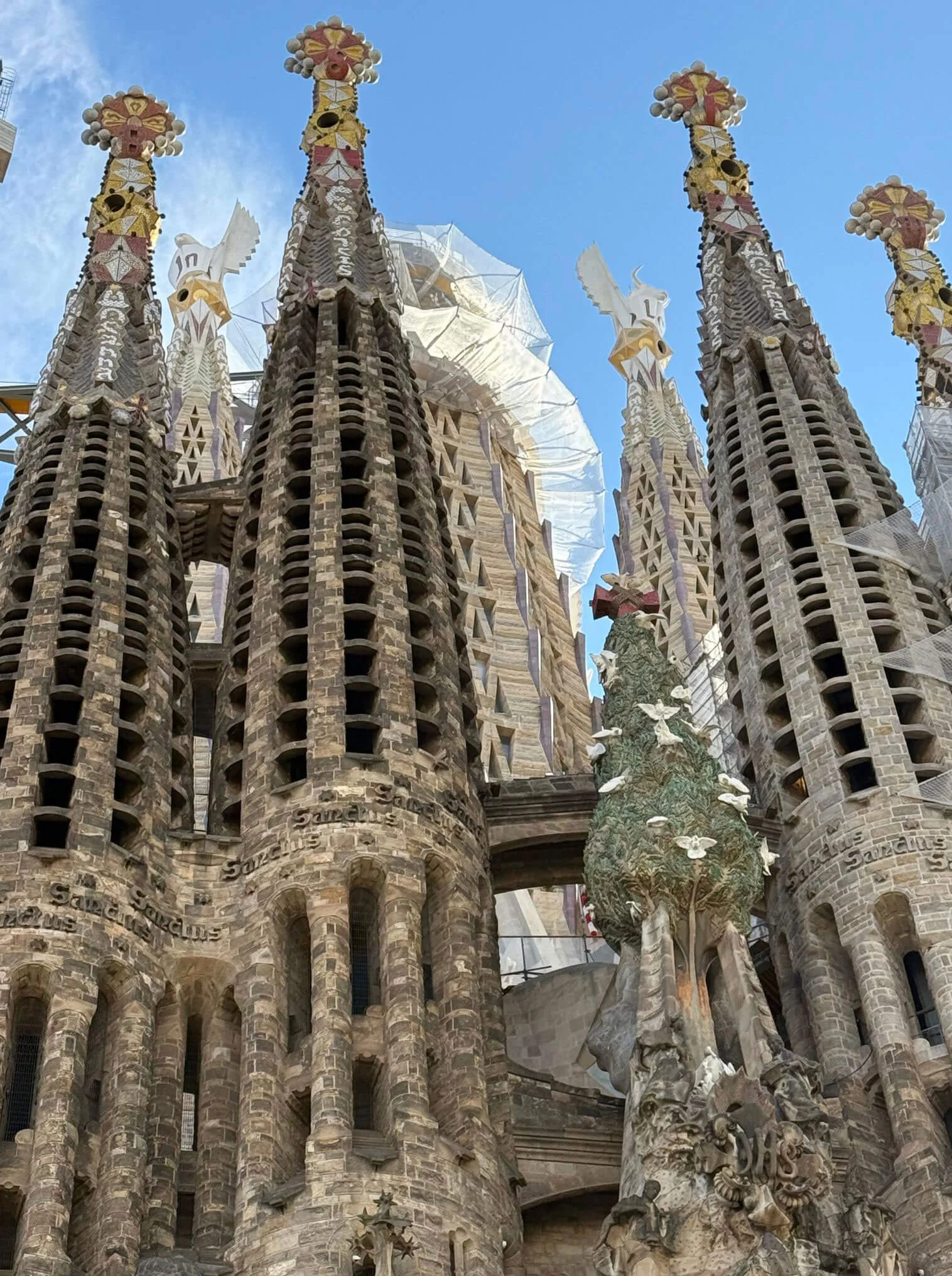 Cluster of ornate towers beneath blue sky