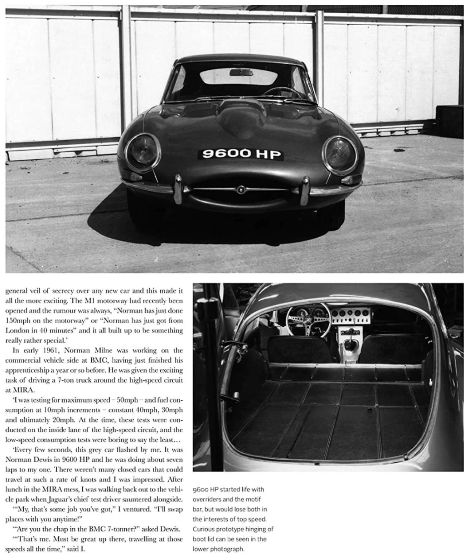 Archival collage of an E-type and body details