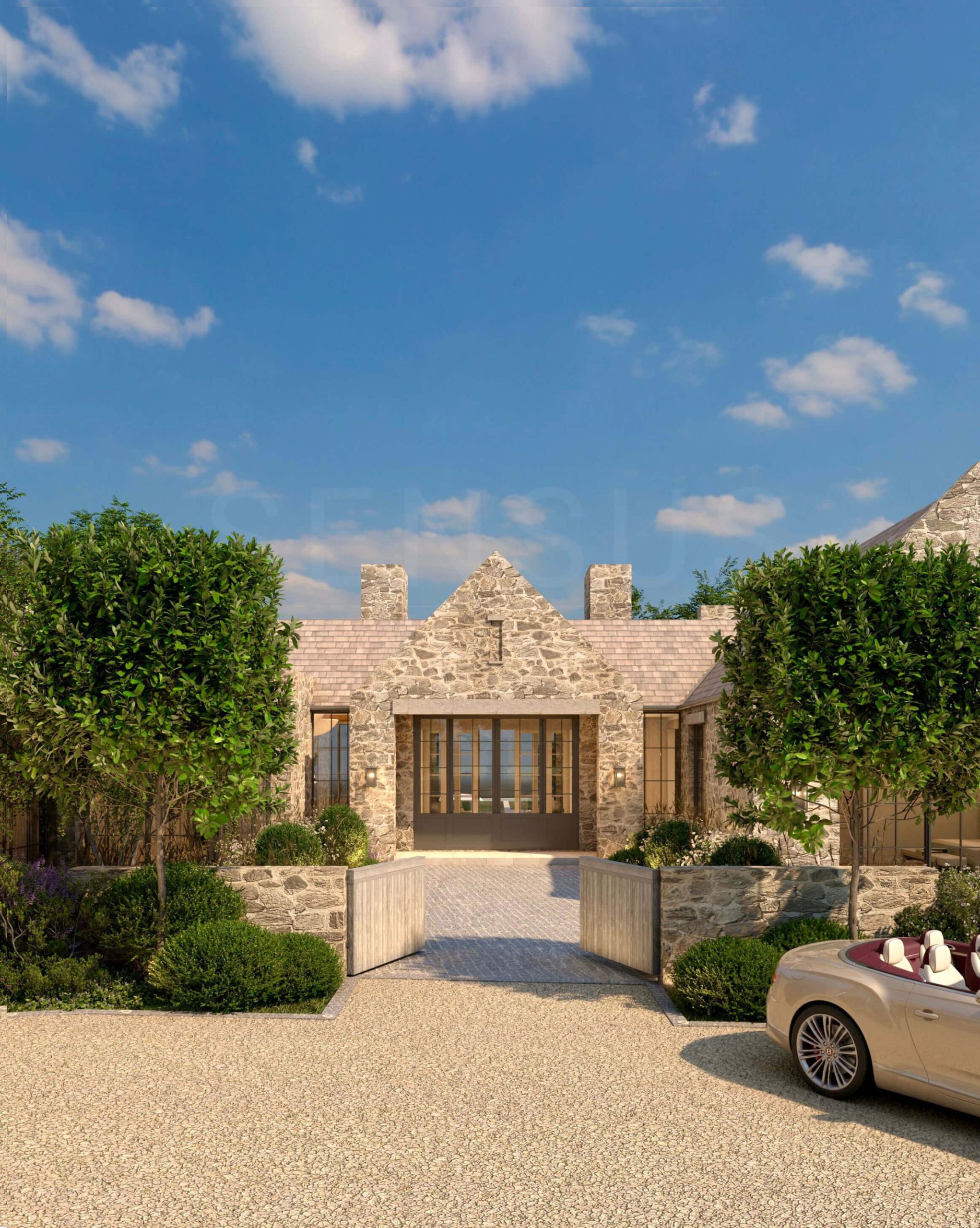 Cedar shake roof and naturalistic coastal planting