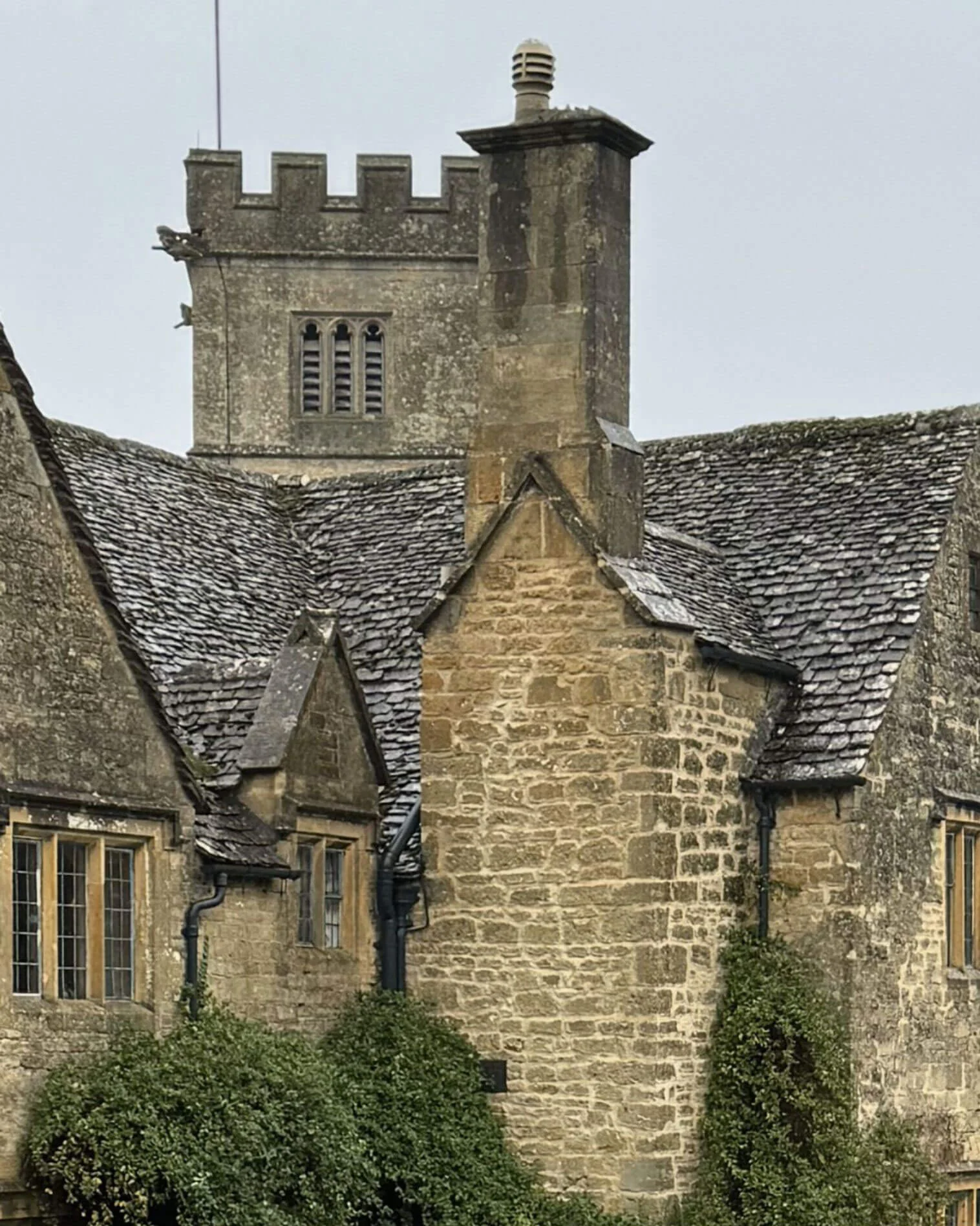 Manor tower and adjoining stone roofs