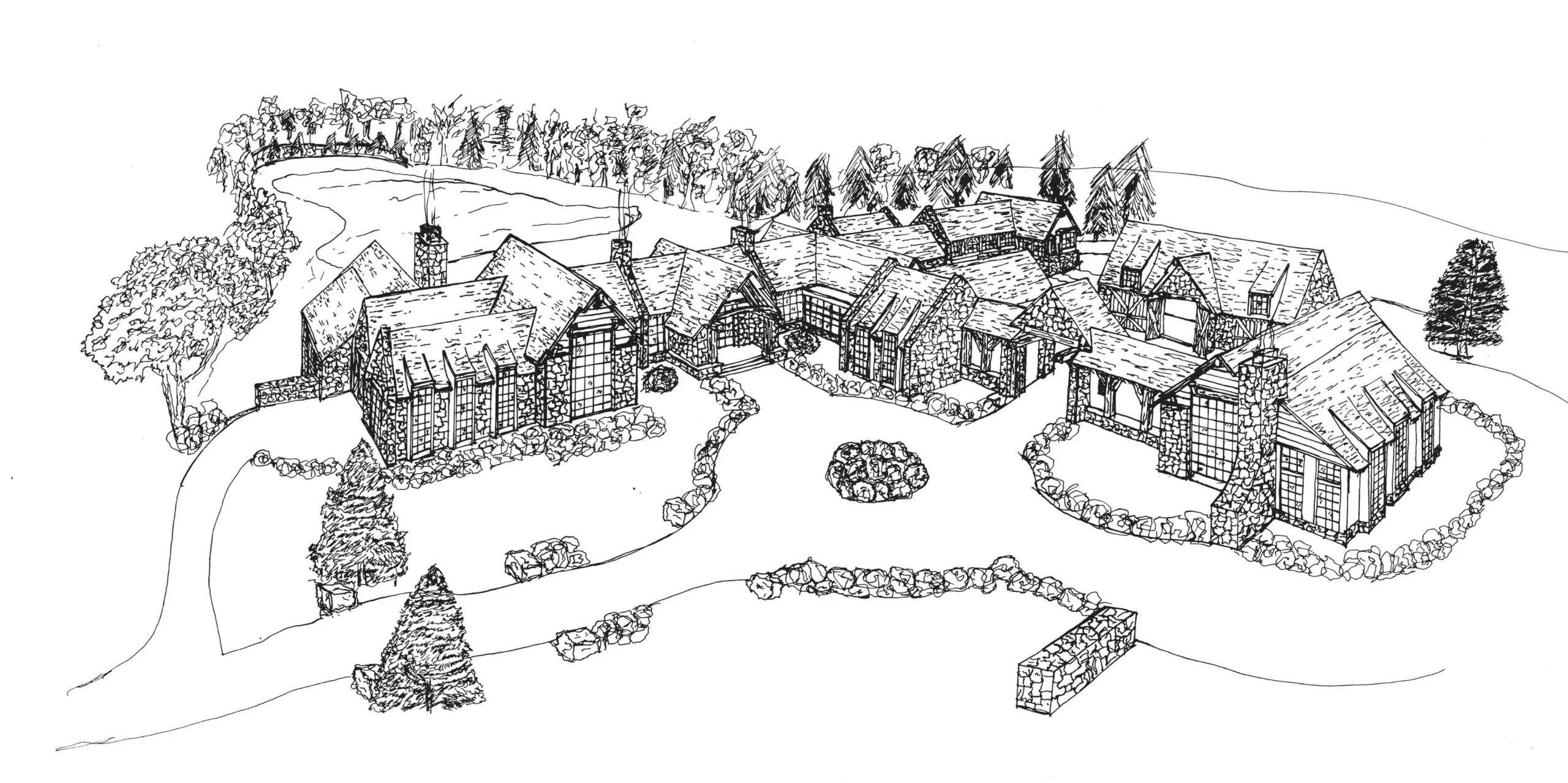 Conceptual elevation sketch for the Montana Mountain Compound
