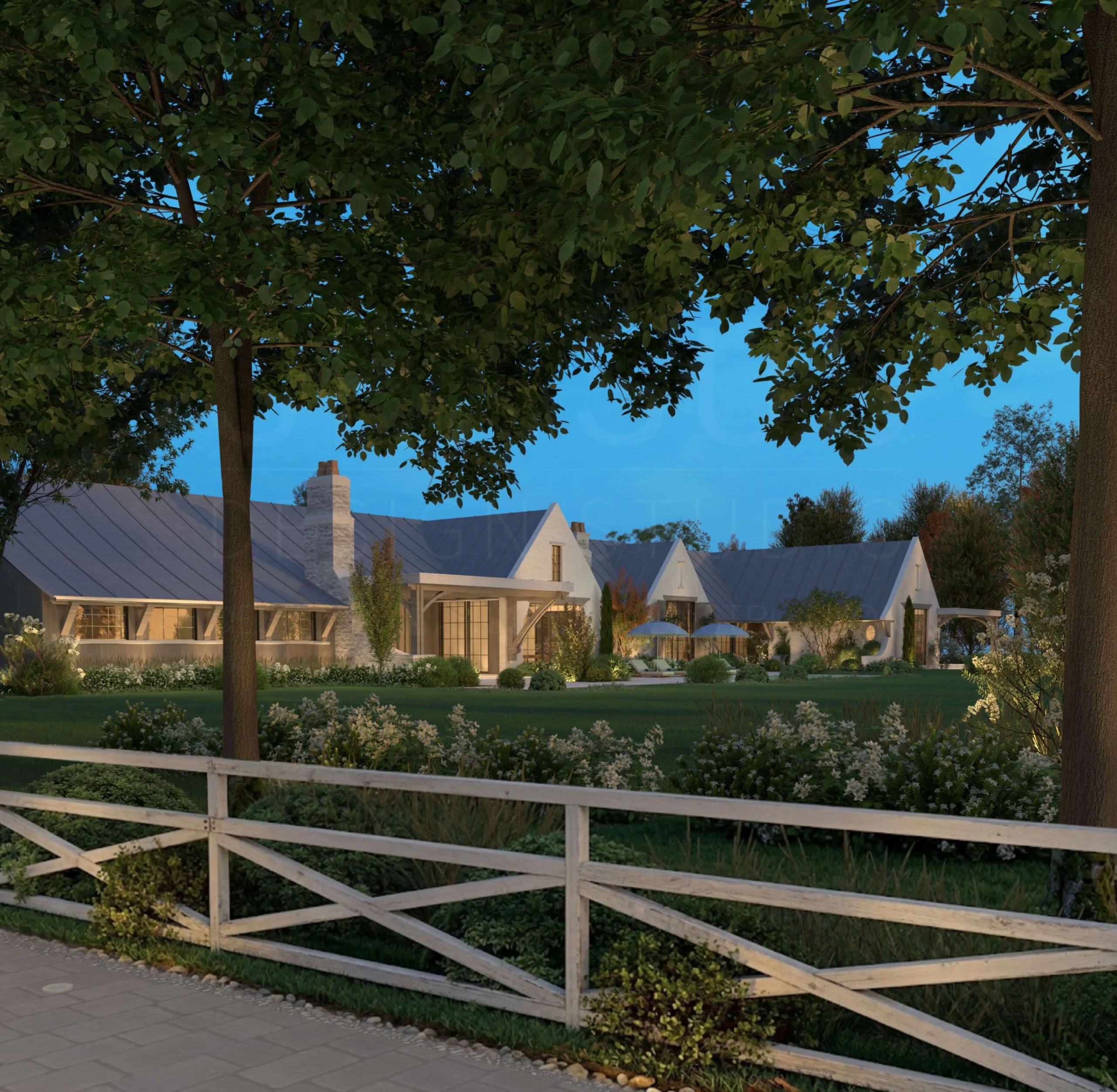 Traditional Equestrian Compound framed by formal gardens