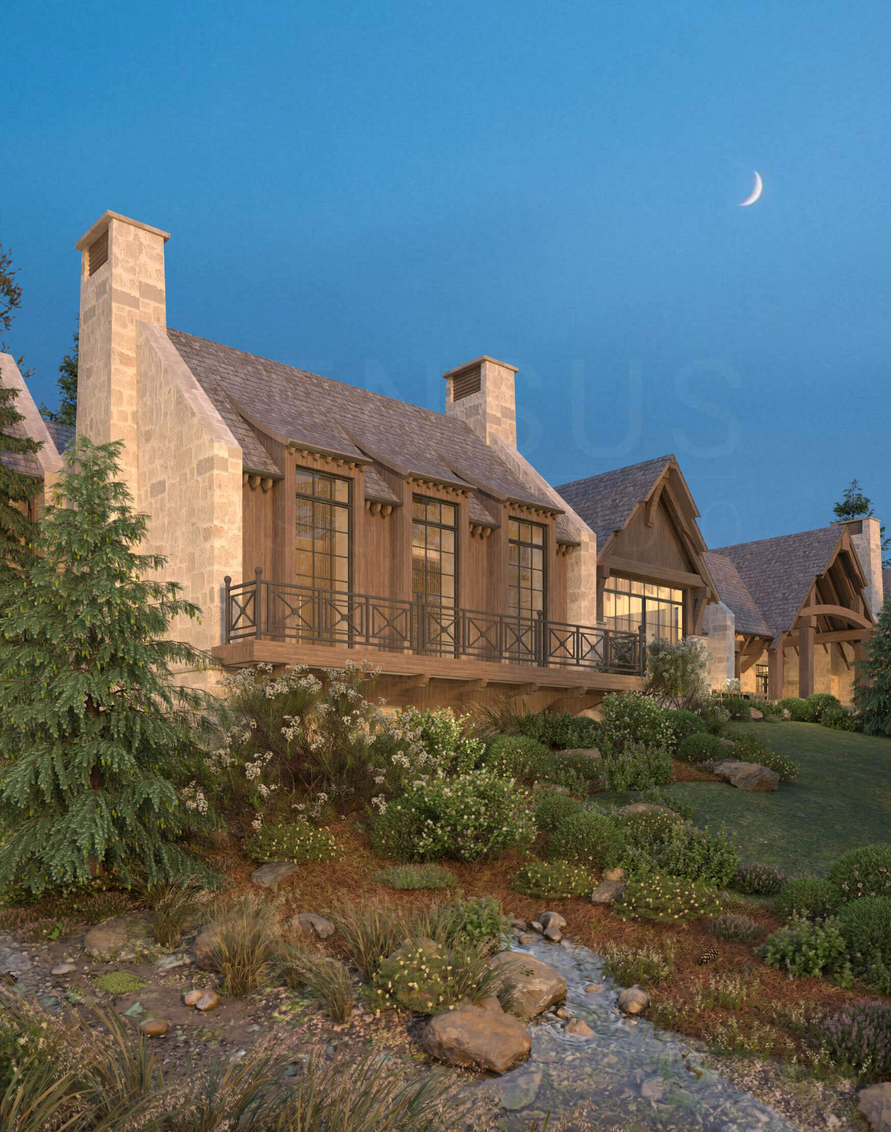 Montana Mountain Compound landscape and stone detail