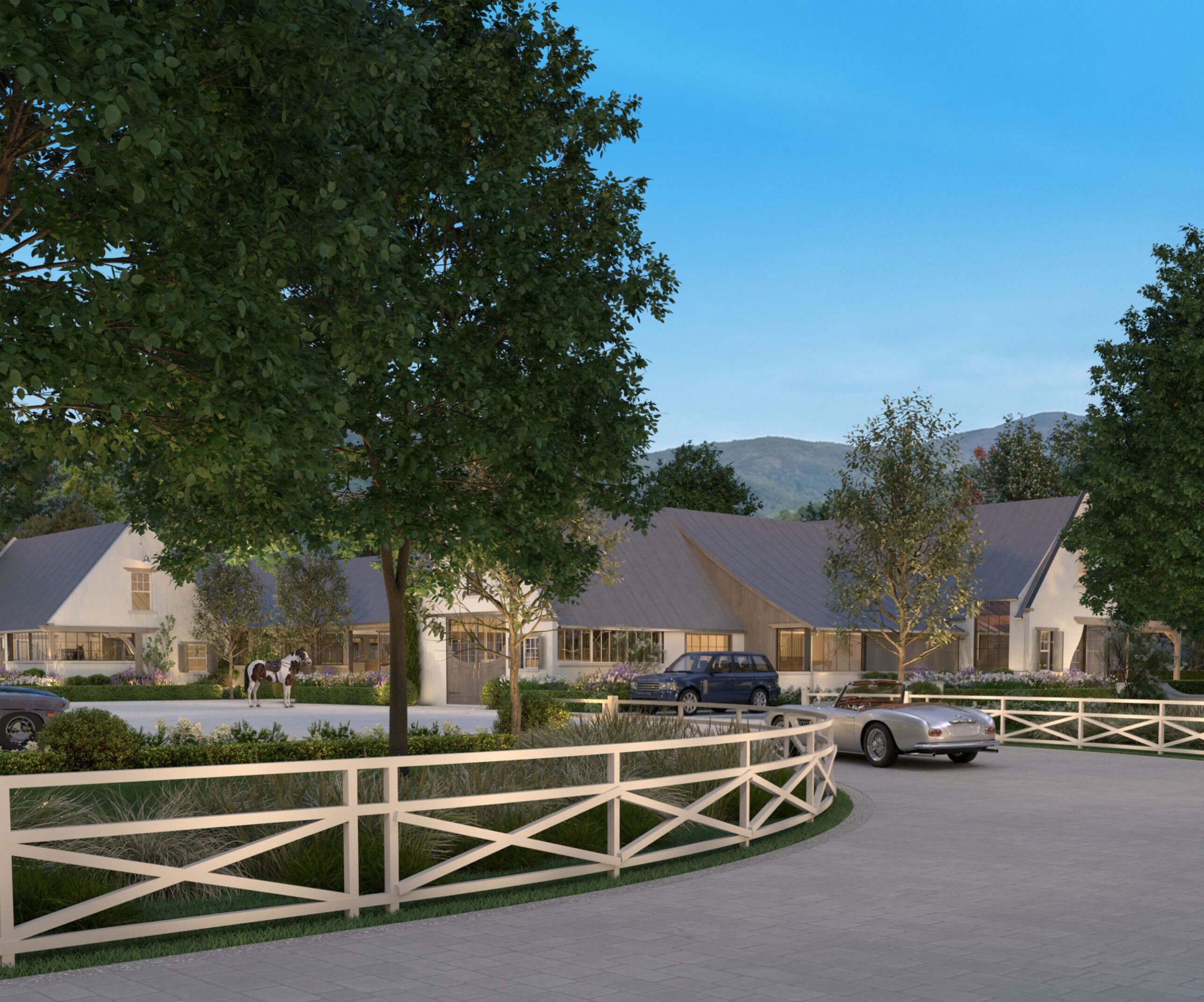 Traditional Equestrian Compound stables and landscaped courts