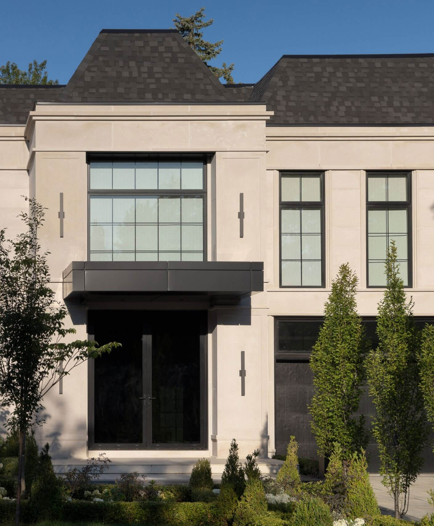 Thornhill French Chateau exterior and masonry details