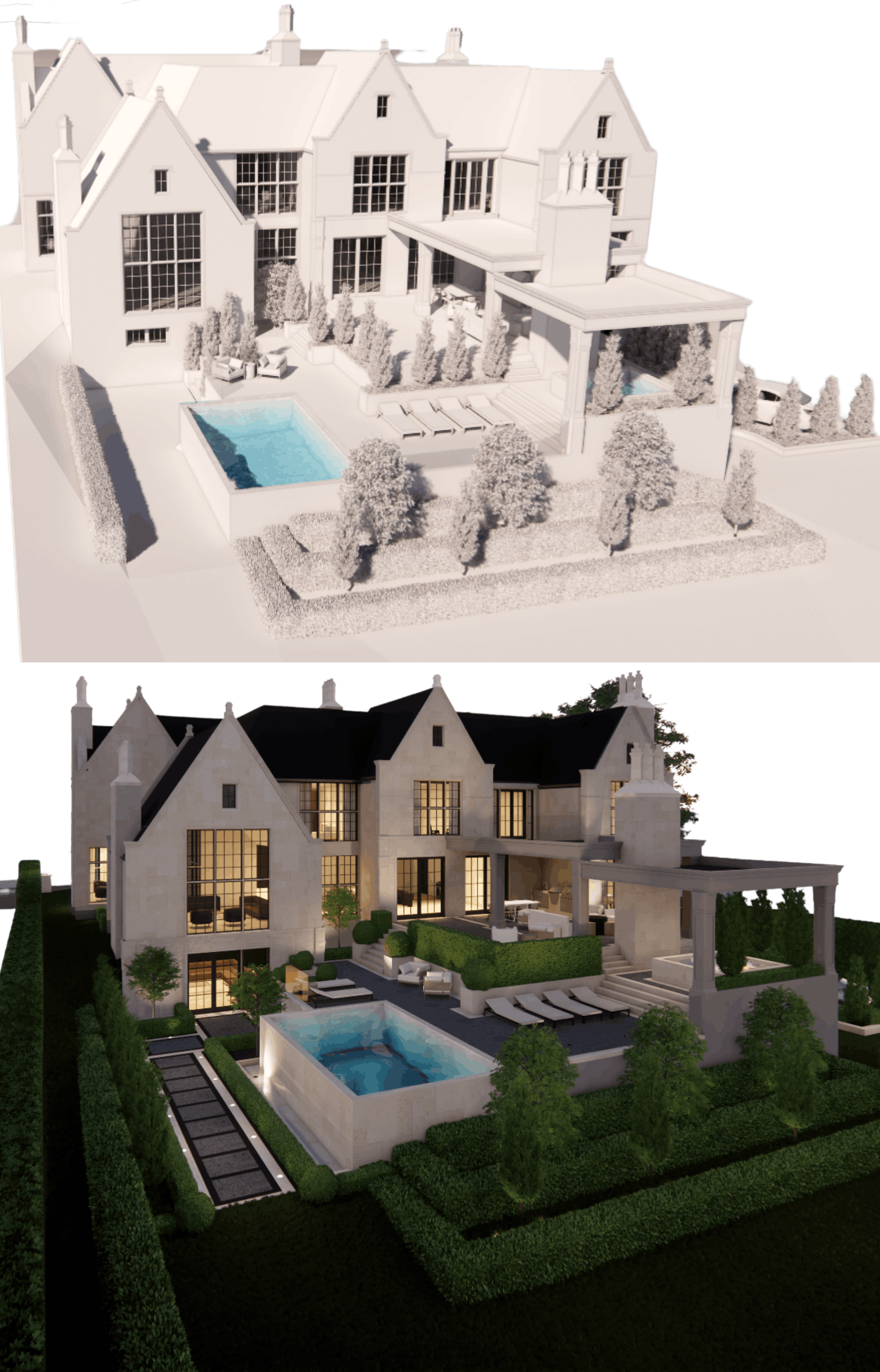 Architectural studies connecting hand sketches to digital models