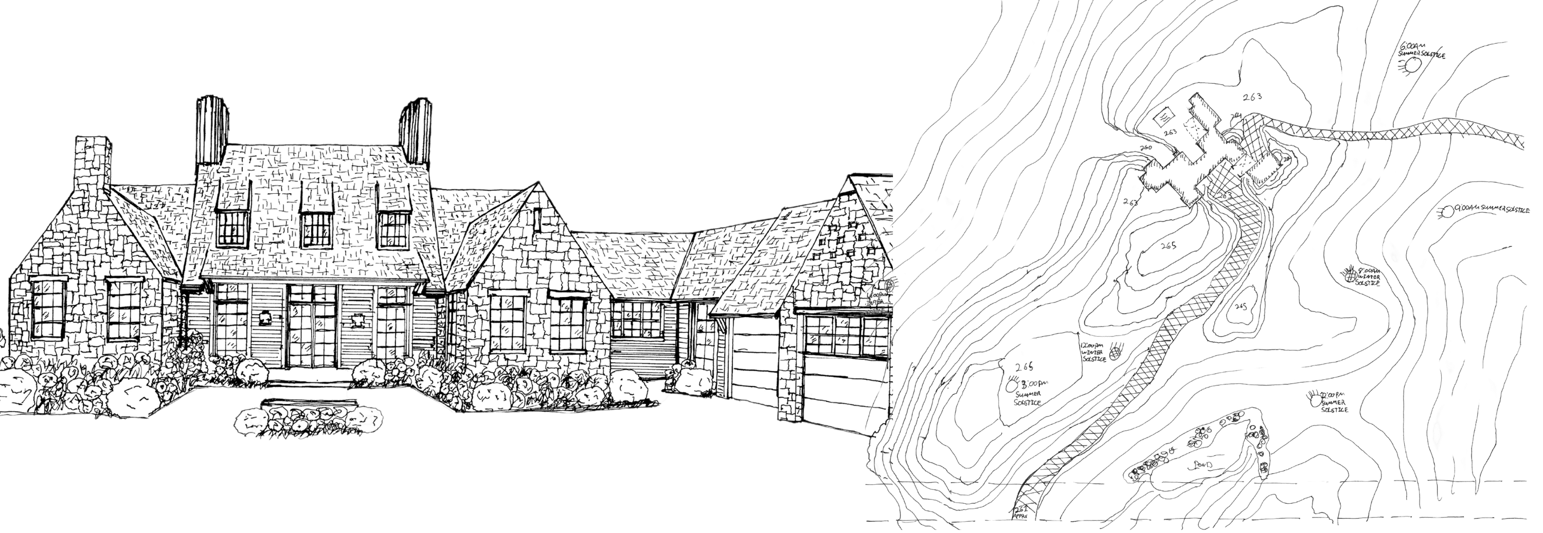 Architectural drawing exploring the proportions of a home